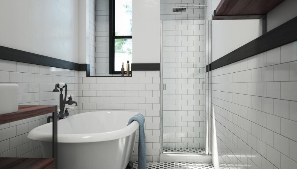 RD Swinging 32" W x 64" H Semi-Frameless Shower Door