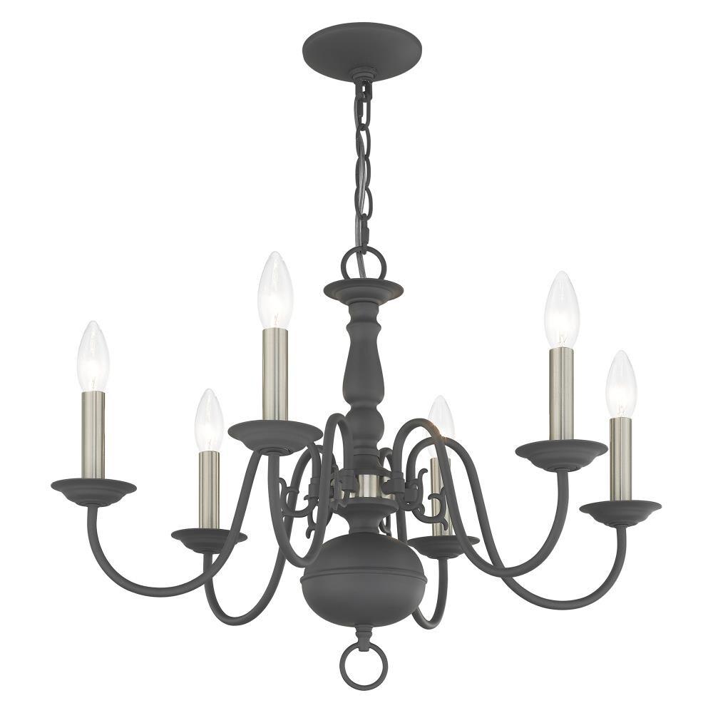 Livex Lighting Williamsburgh 6 - Light Chandelier in  Scandinavian Gray