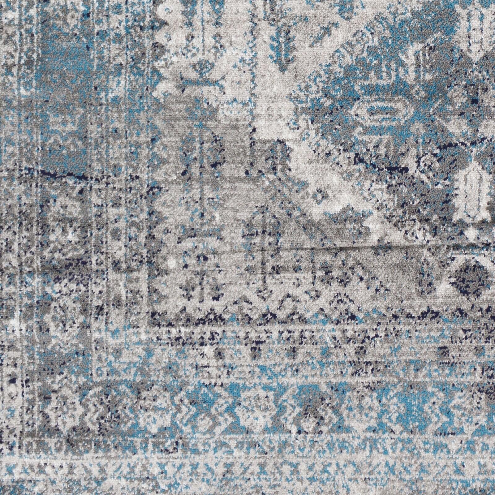 Livabliss 7 x 7 Blue and Gray Polypropylene Square Area Rug