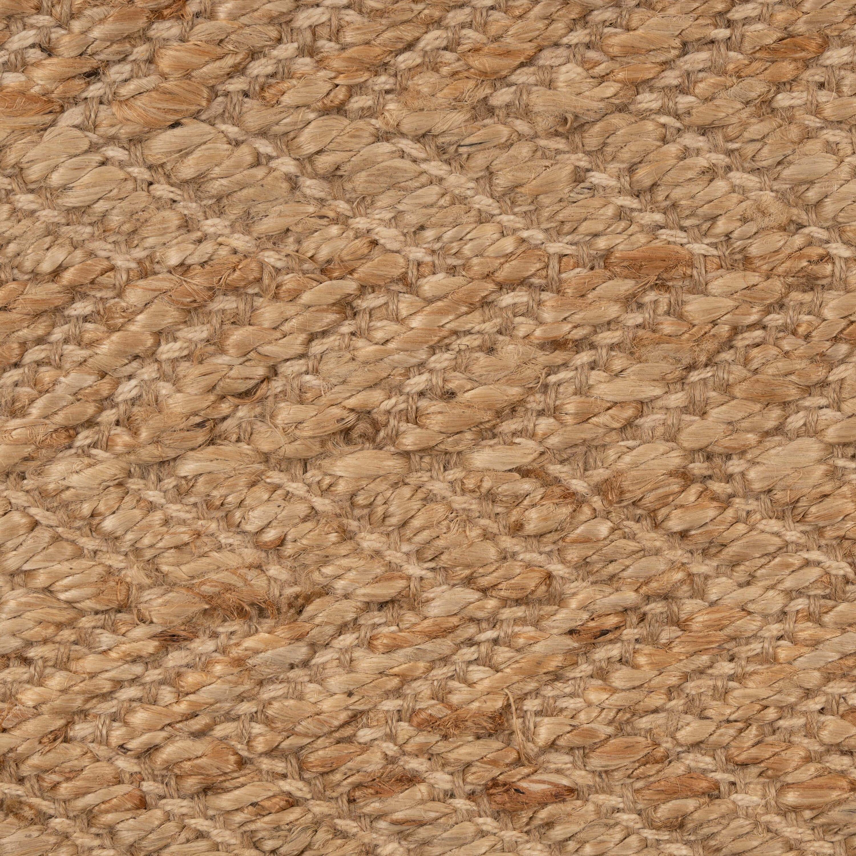 LR Home 5x8 Scalloped Natural Jute Indoor Area Rug for Home Decor | Classic Rugs for Bedroom, Living Room, Playroom, Entryway | Modern Farmhouse Boho Area Rug for Room Decor | Tan