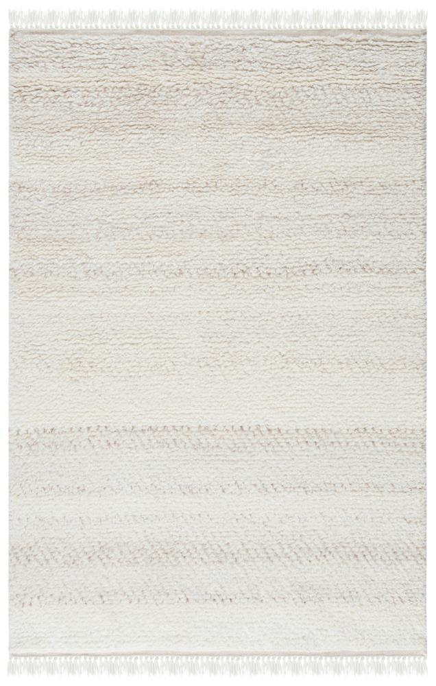 SAFAVIEH Casablanca Carbrey Solid Wool Shag Area Rug, Beige, 4' x 6'