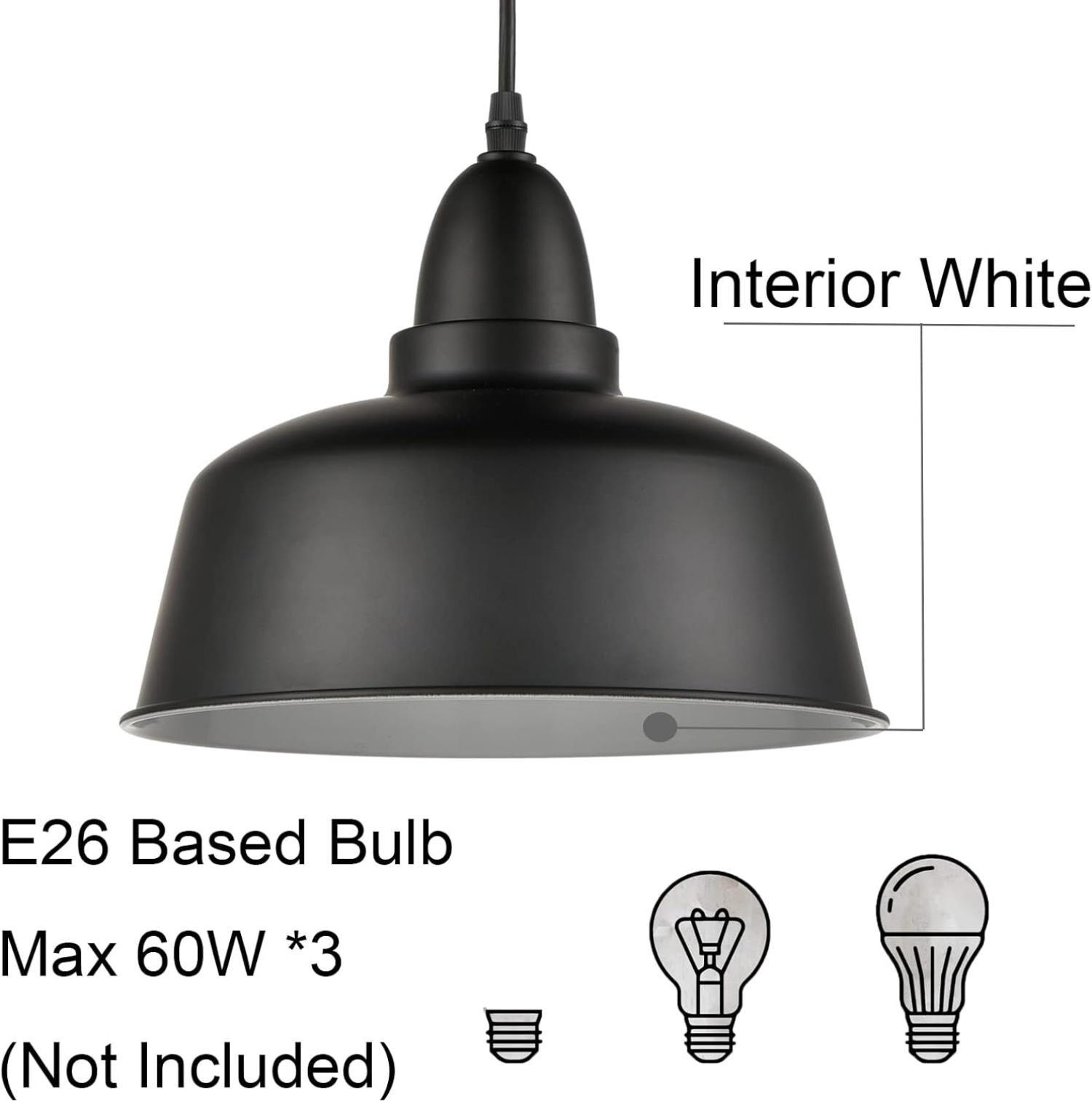 Matte Black Pendant Light 3 Pack Industrial Pendant