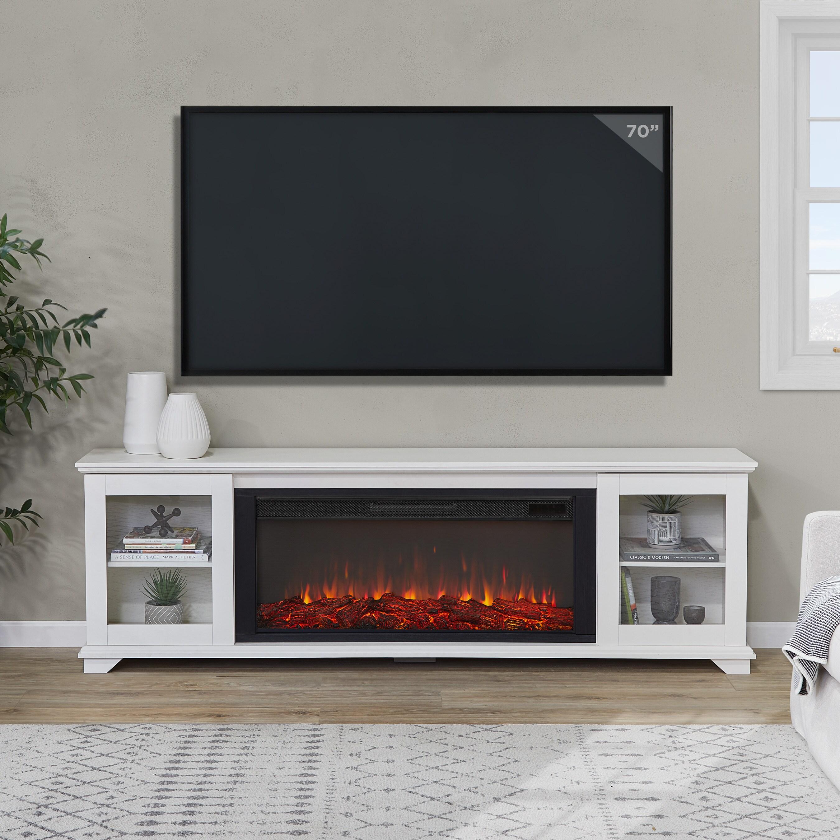 Benjamin 81" Landscape TV Stand with Electric Fireplace by Real Flame