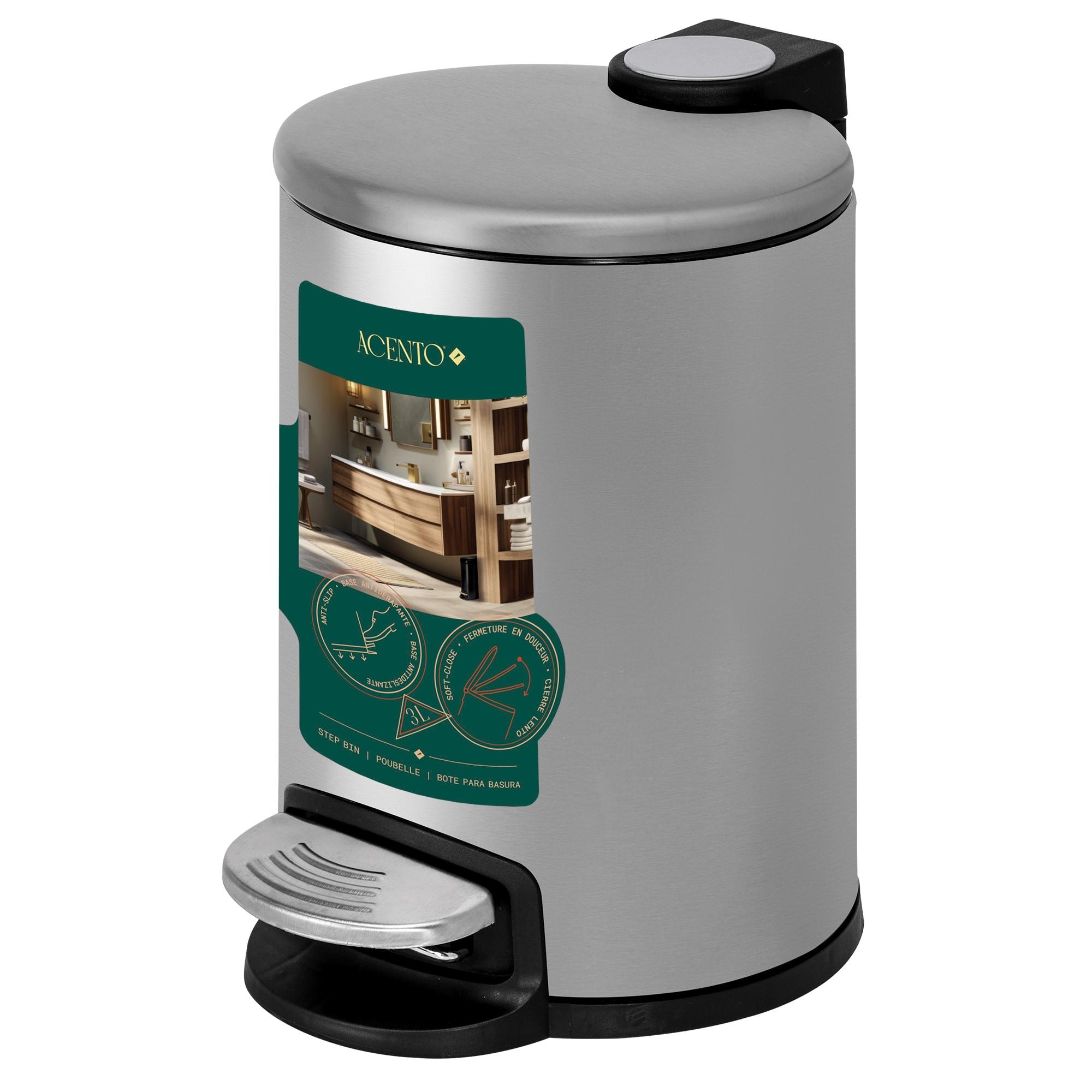 Acento Acento 0.8 Gal., Round Soft Close Premium Pedal Waste Bin