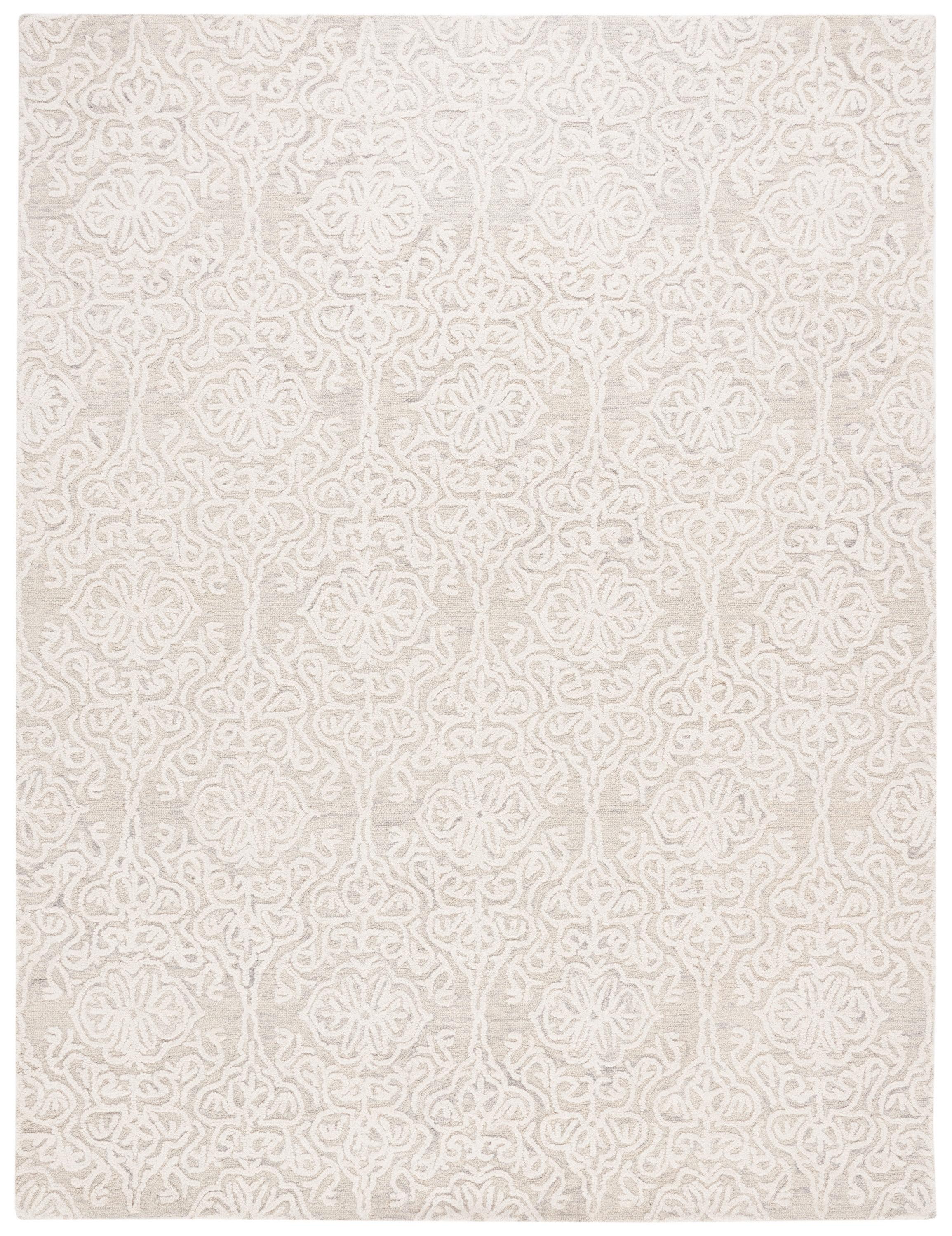 Blossom BLM112 Hand Tufted Indoor Area Rug - Silver/Ivory - 8'x10' - Safavieh