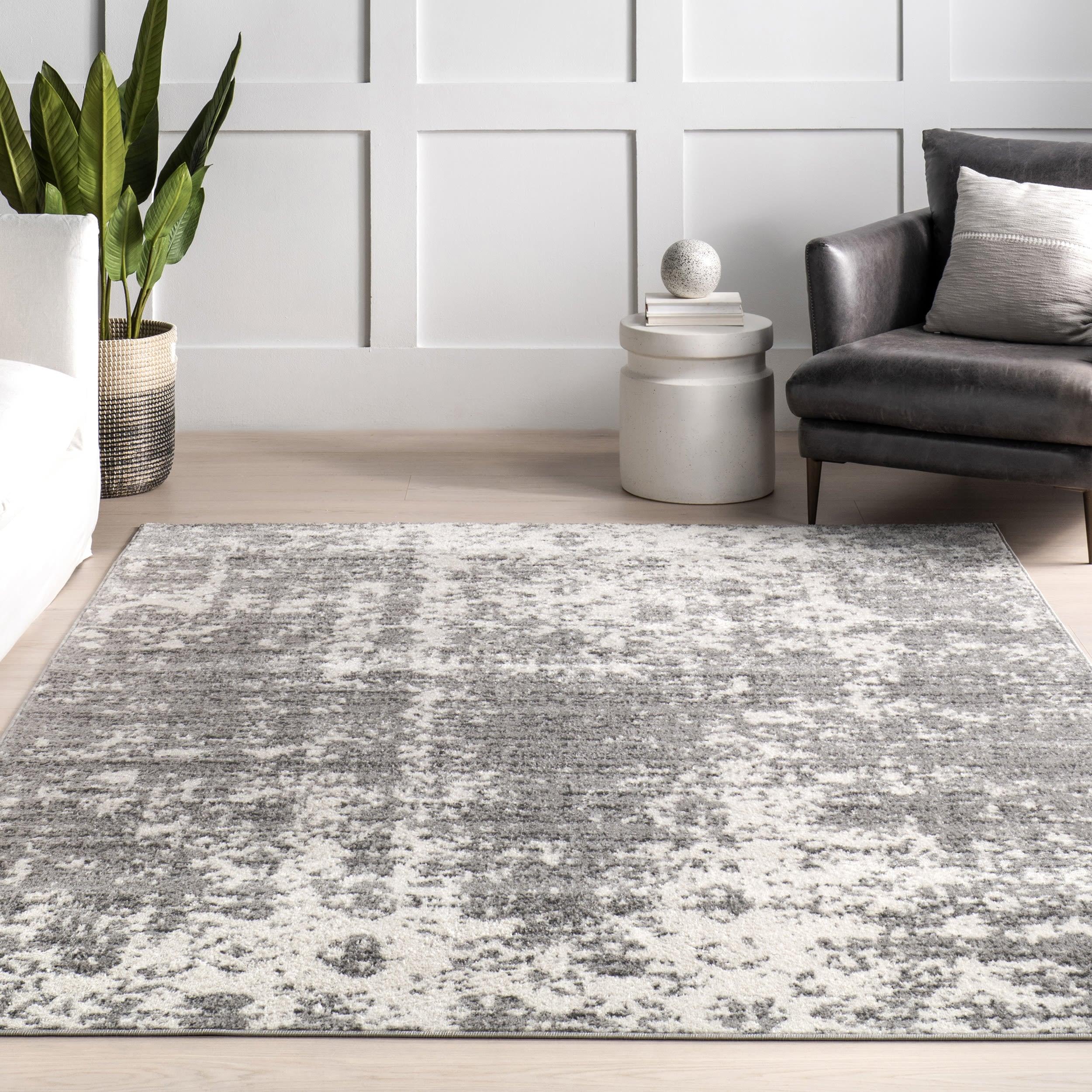 Nuloom Deedra Abstract 10 Round Indoor Area Rug for Living Room Bedroom Dining Room Kitchen, Grey/Ivory