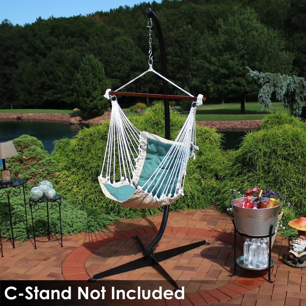 Sunnydaze Large Tufted Victorian Hammock Chair Swing for Backyard and Patio -  300 lb Weight Capacity - Sea Grass