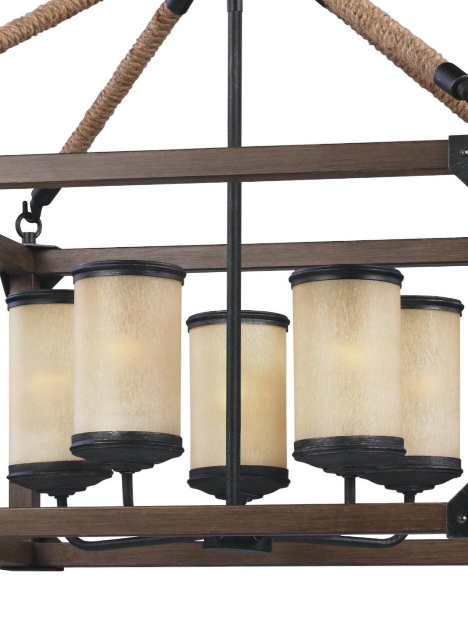 Stardust Finish 5-Light Chandelier with Creme Parchment Glass Shades