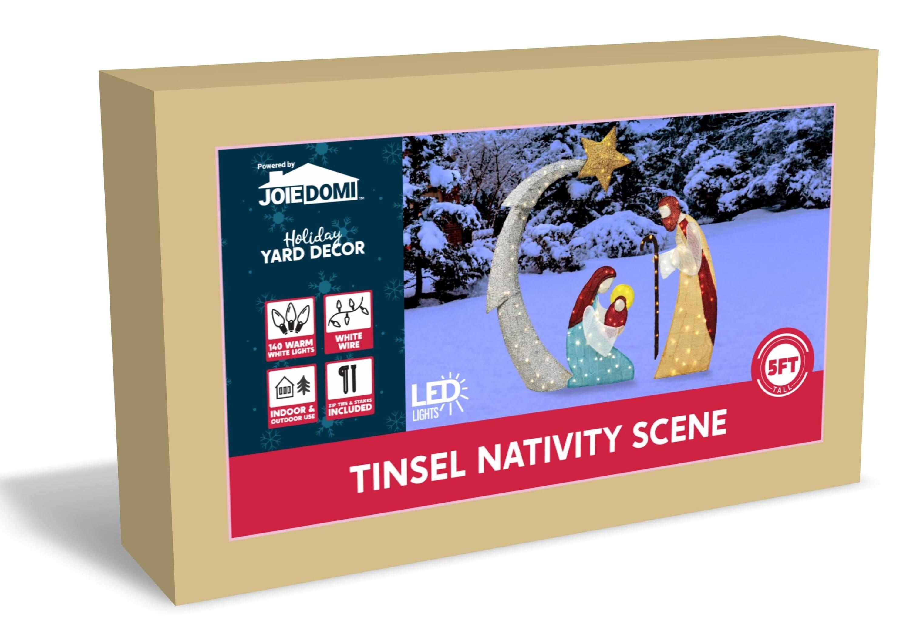 Joiedomi 5FT Christmas Nativity Scene Yard Light with Pre-Lit LED Lights for Indoor Outdoor Garden, Lawn, Christmas Event, Christmas Eve Night Decoration