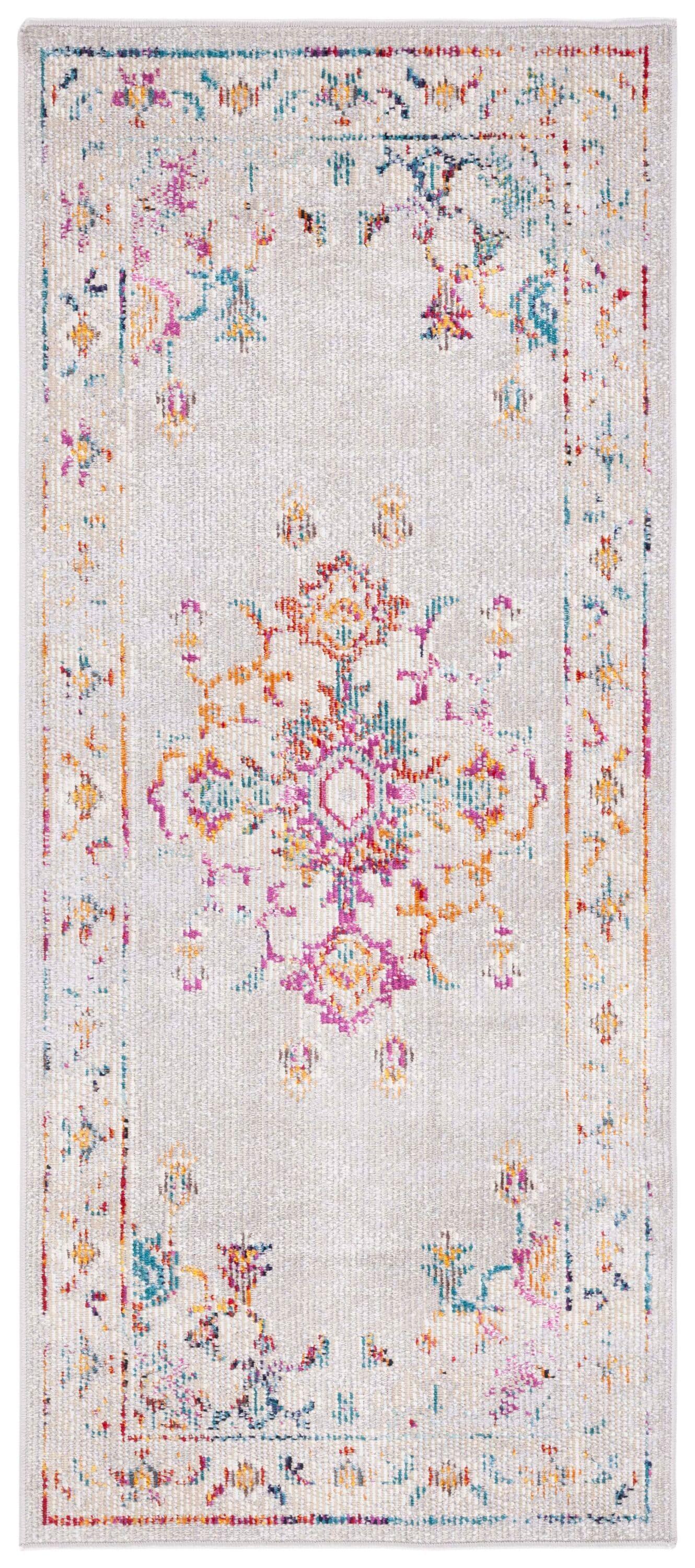 Crystal CRS521 Power Loomed Accent Rug - Grey/Cream - 2'2"x5' - Safavieh.
