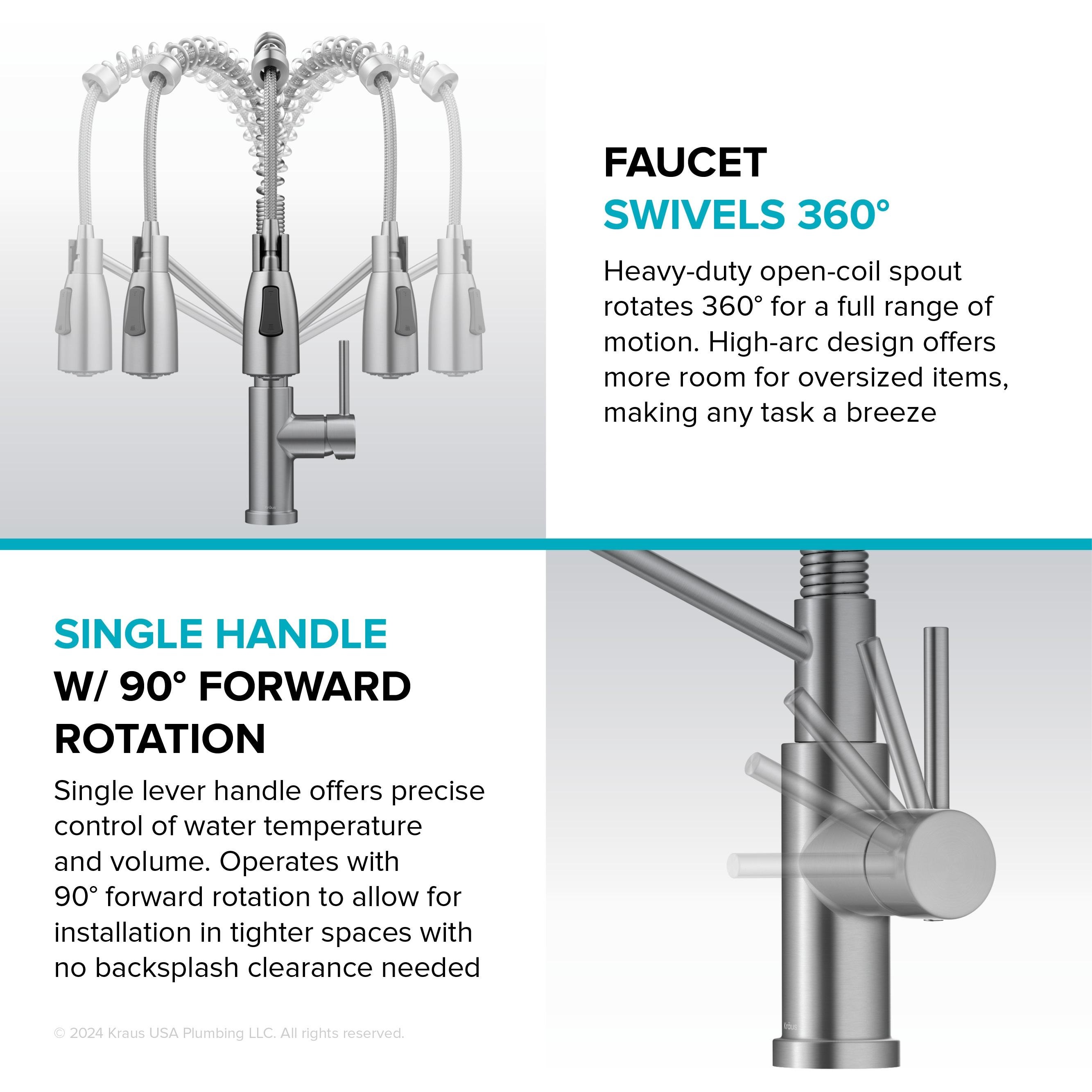KRAUS Bolden Commercial Style 2-Function Single Handle Pull Down Kitchen Faucet