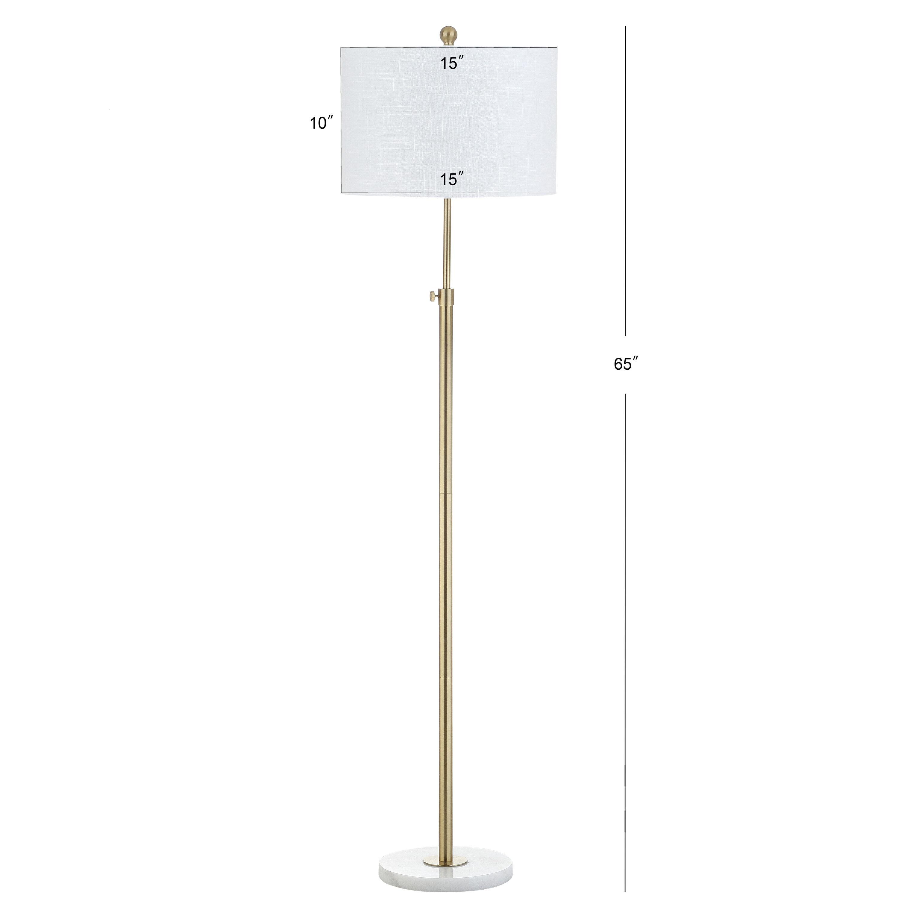 JONATHAN Y JYL3022A June 65" Adjustable Metal/Marble LED Floor Lamp, Modern, Contemporary, Elegant, Glam, Office, Living Room, Family Room, Dining Room, Bedroom, Hallway, Foyer, Brass