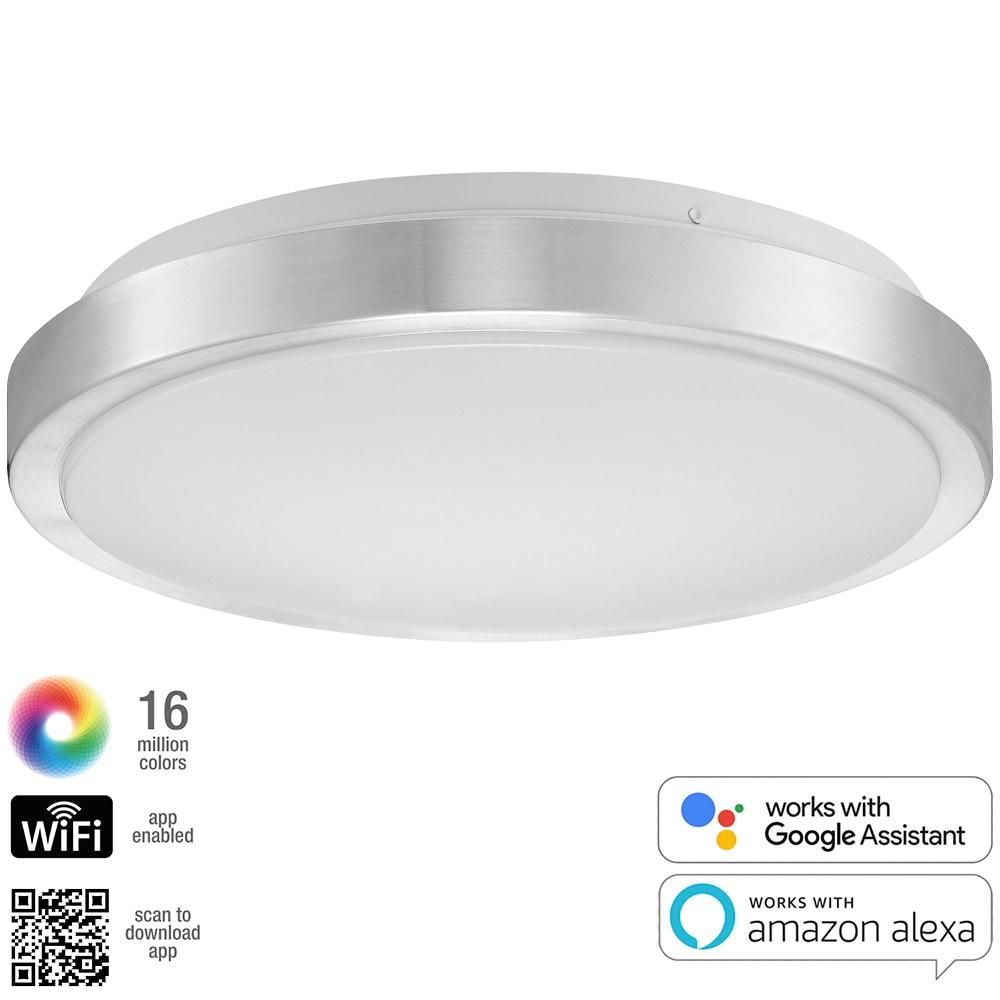 Luvoni by Maxxima 13 in. Smart WiFi LED Round Flush Mount Ceiling Light, Dimmable, CCT 2000K-5000K, 1500 Lumens