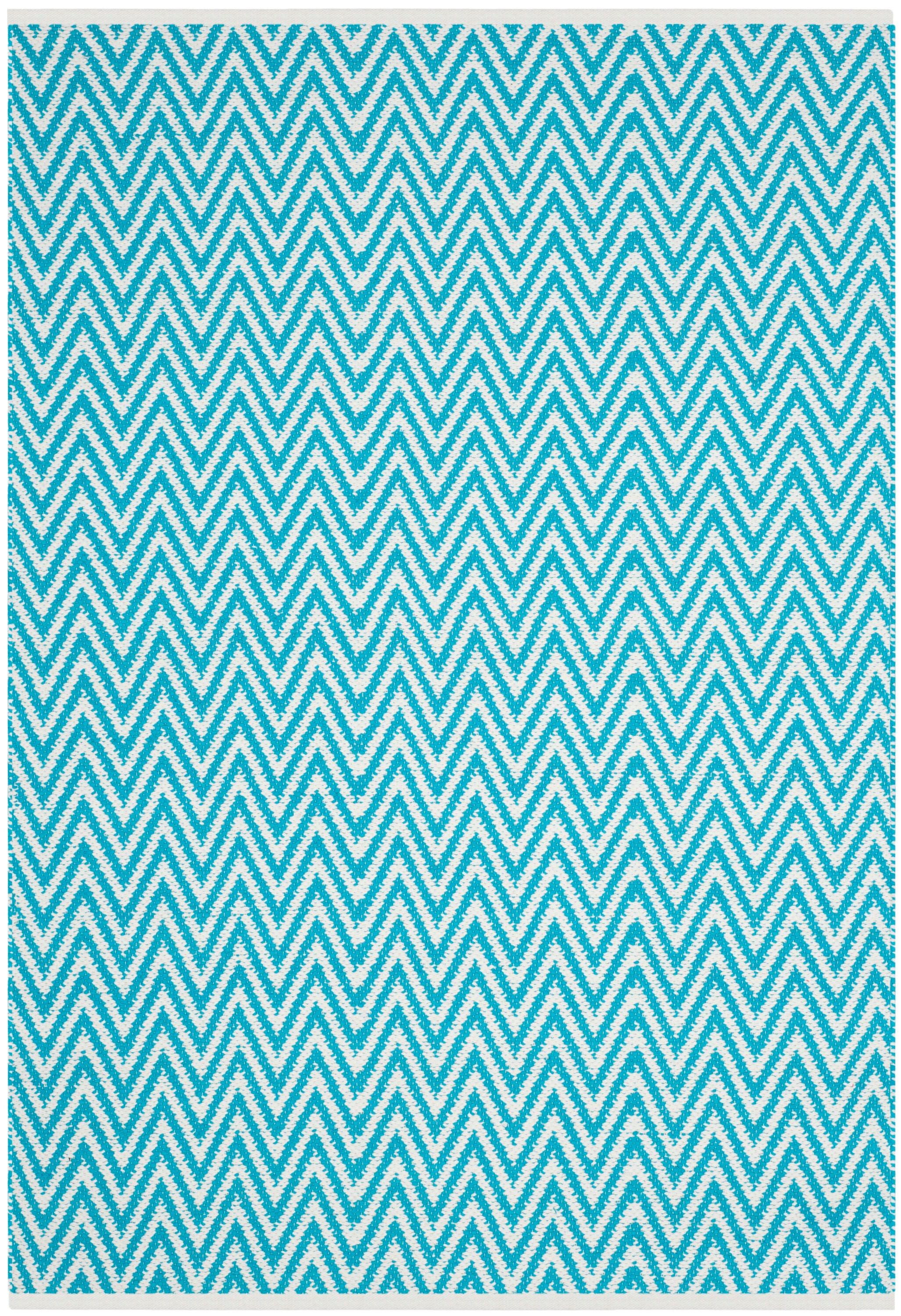 Montauk MTK812 Hand Woven Indoor Area Rug - Turquoise/Ivory - 5'x7' - Safavieh.