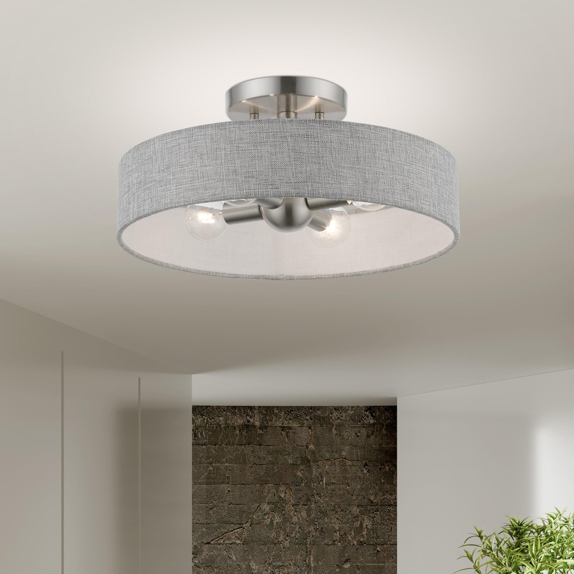 Livex Lighting Elmhurst 4 - Light Semi-Flush Mount in  Brushed Nickel/Shiny White