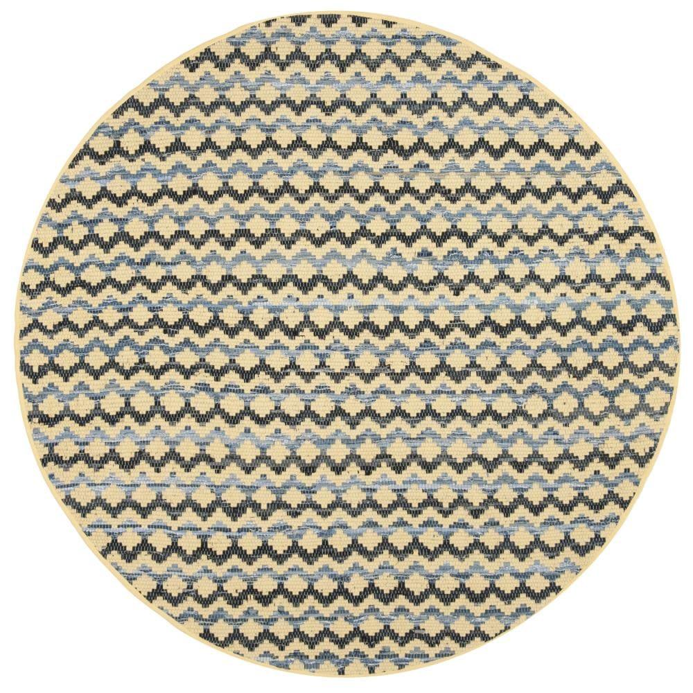 Montauk MTK120 Hand Woven Indoor Area Rug - Gold/Blue/Black - 6' Round - Safavieh