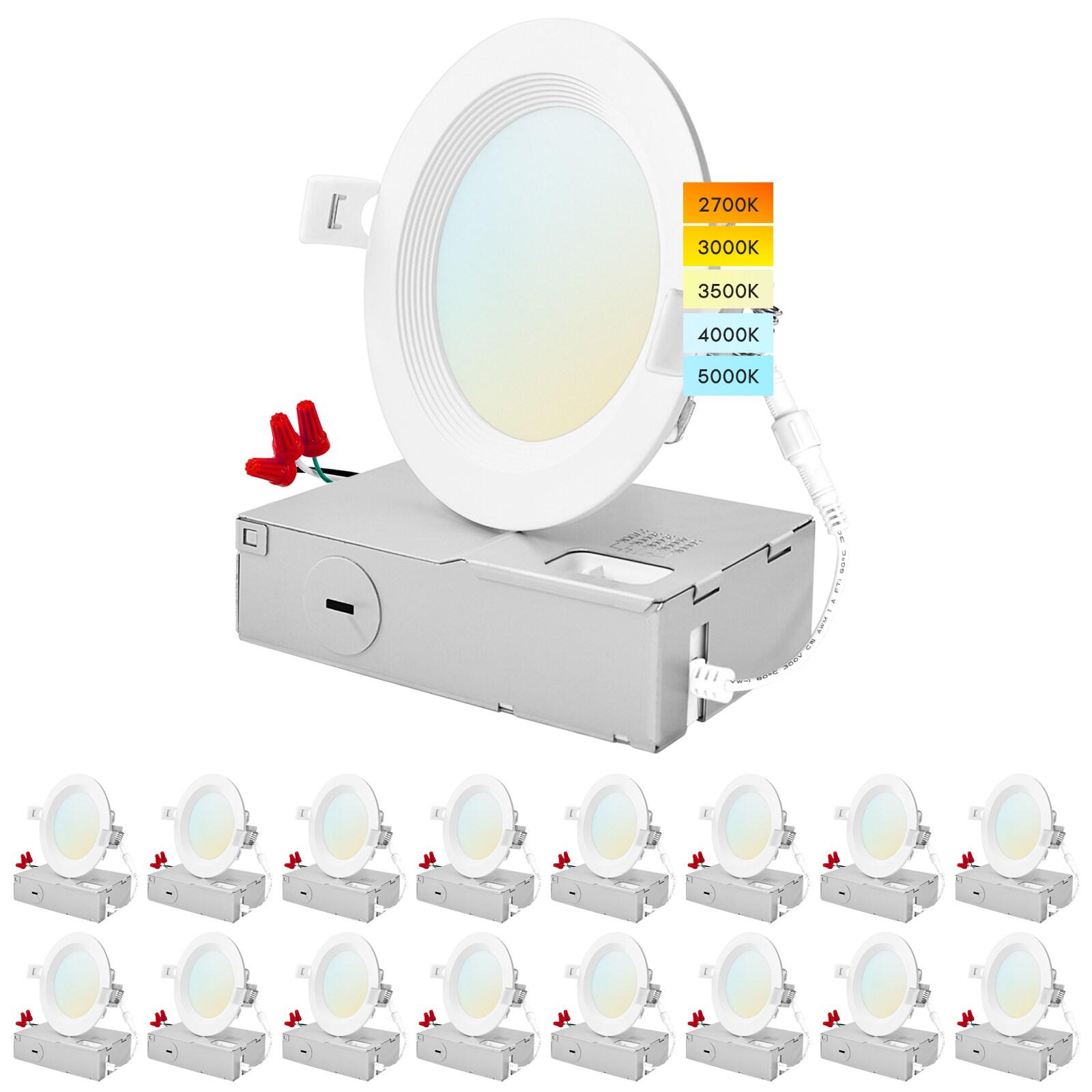 4'' Selectable Color Temperature Dimmable Air-Tight IC Rated LED Canless Recessed Lighting Kit