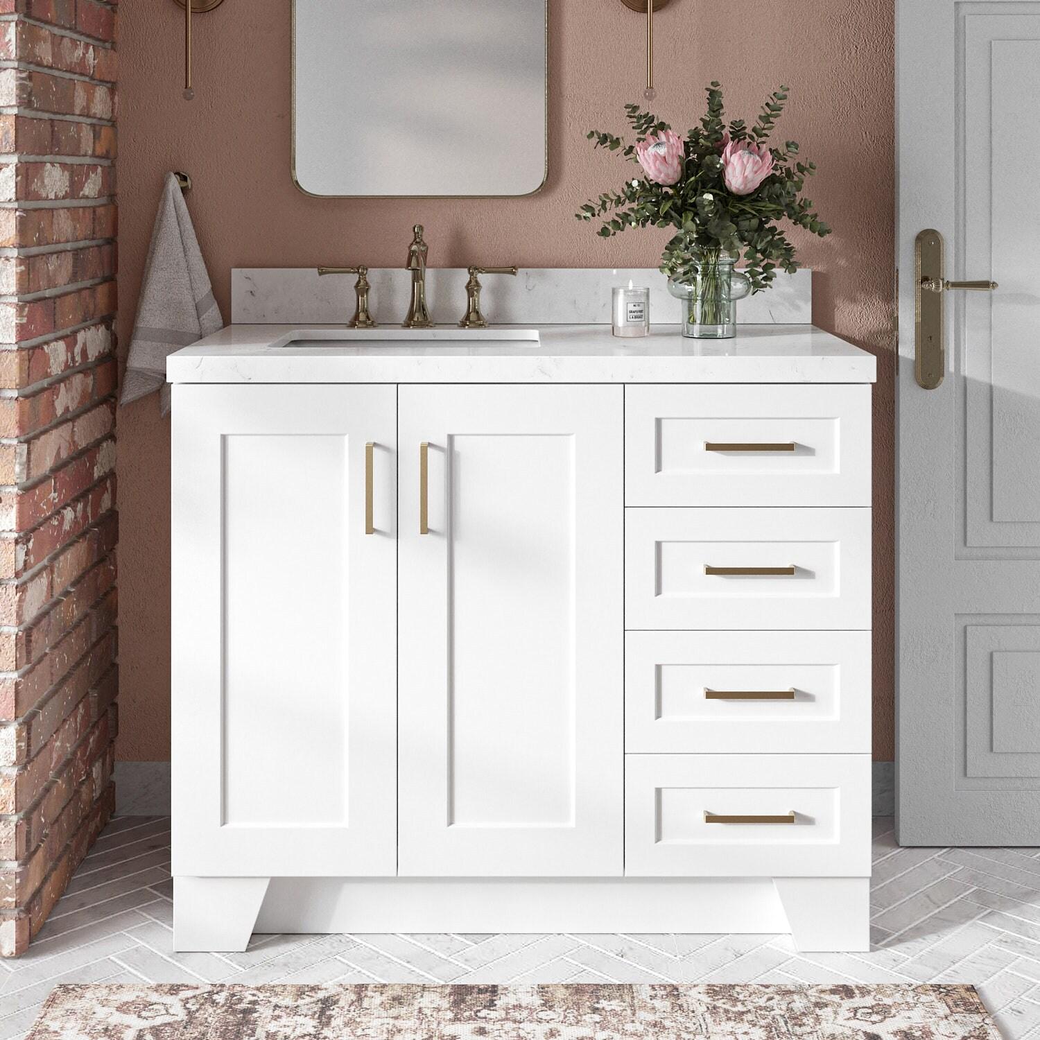 Ariel Q043s-R-Bc Taylor 42" Single Wood Vanity Cabinet - White