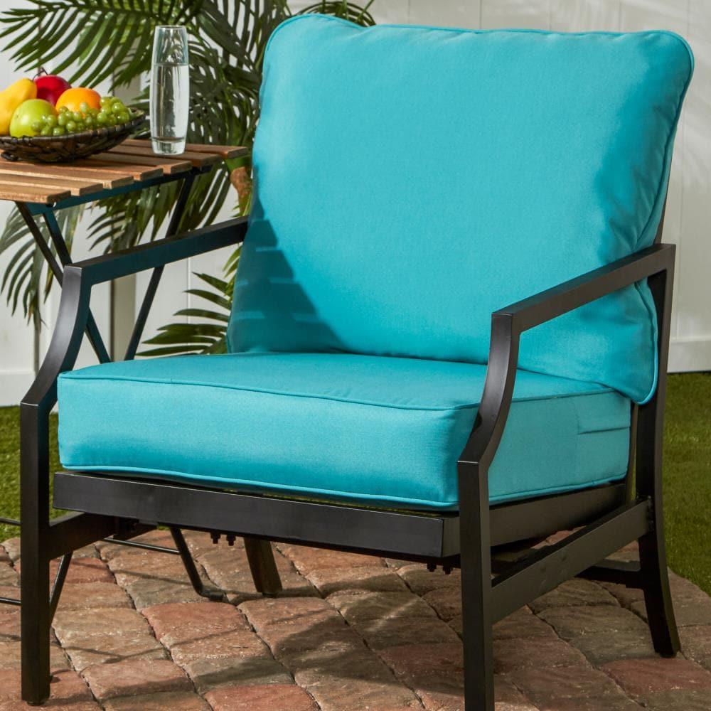 Greendale Home Fashions 2-Piece Teal 24"W Premium Deep Seat Cushion Set