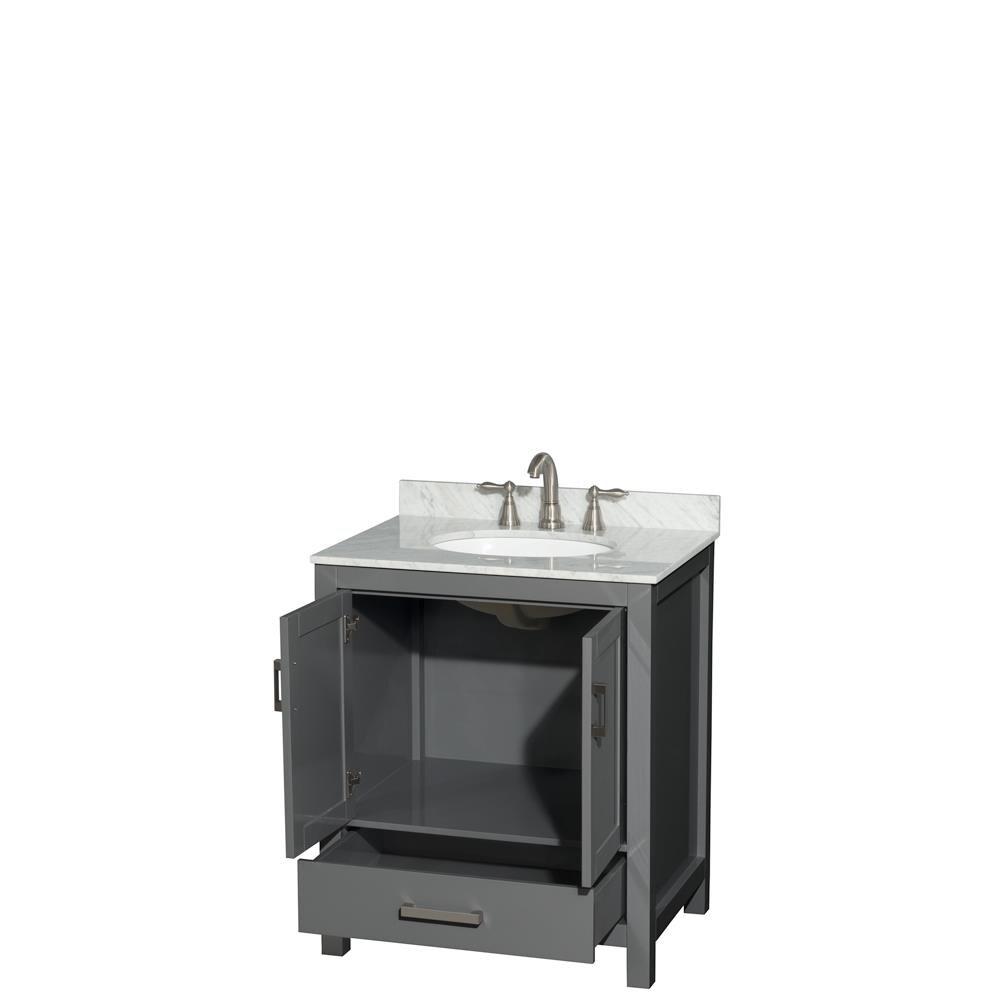 Wyndham Collection Sheffield 30" Freestanding Single Bathroom Vanity with Marble Top