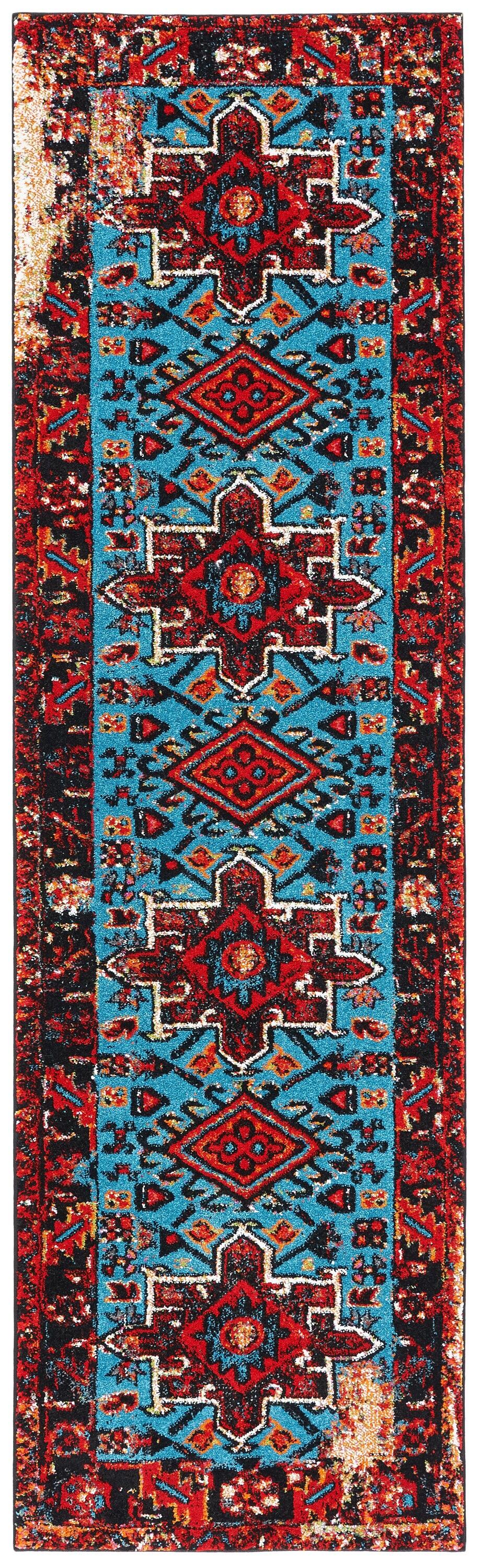 Vintage Hamadan VTH211 Power Loomed Indoor Runner Rug - Red/Light Blue - 2'3"x8' - Safavieh