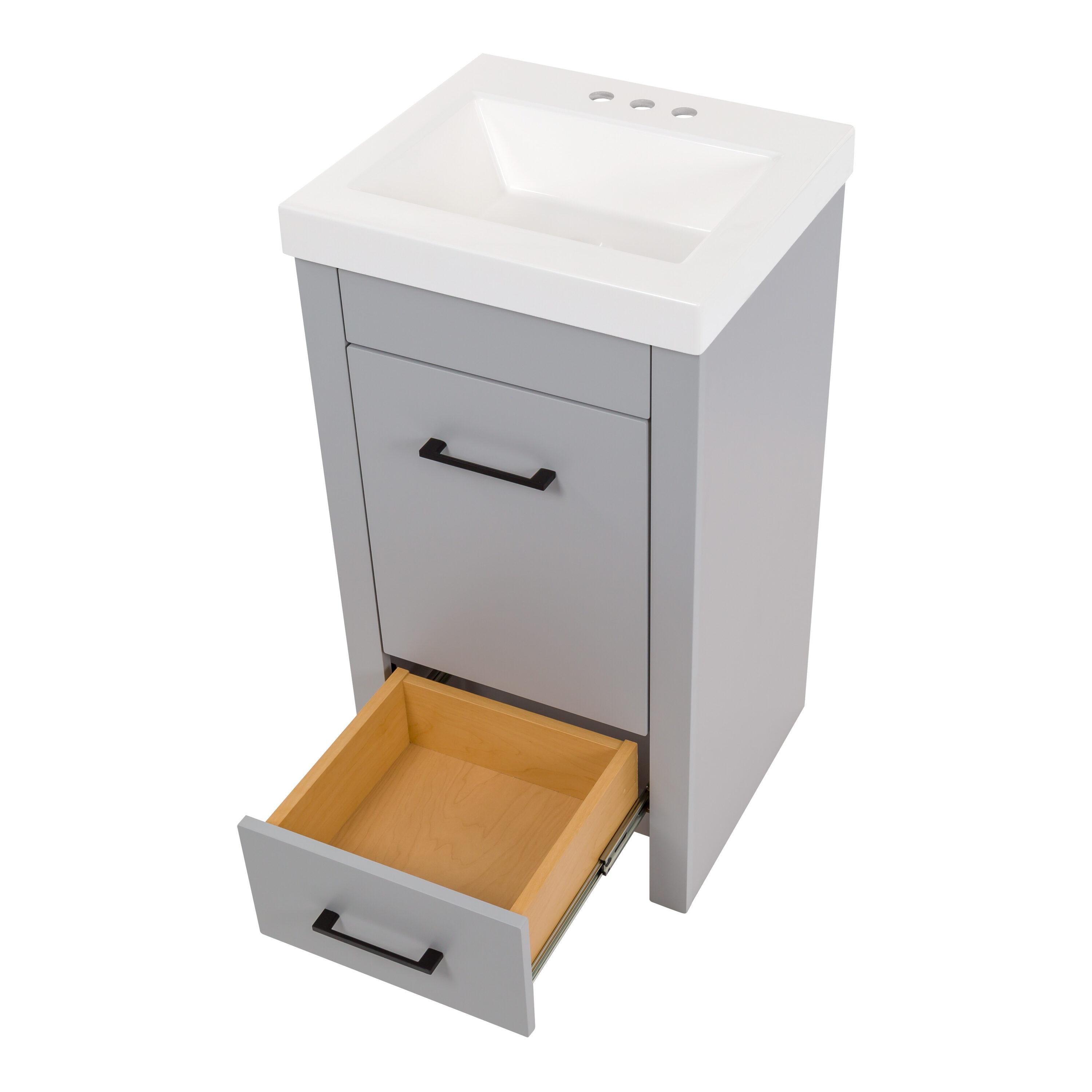 Diamond NOW Winnie 18-in Pearl Gray Single sink Bathroom Vanity with White Cultured marble Top