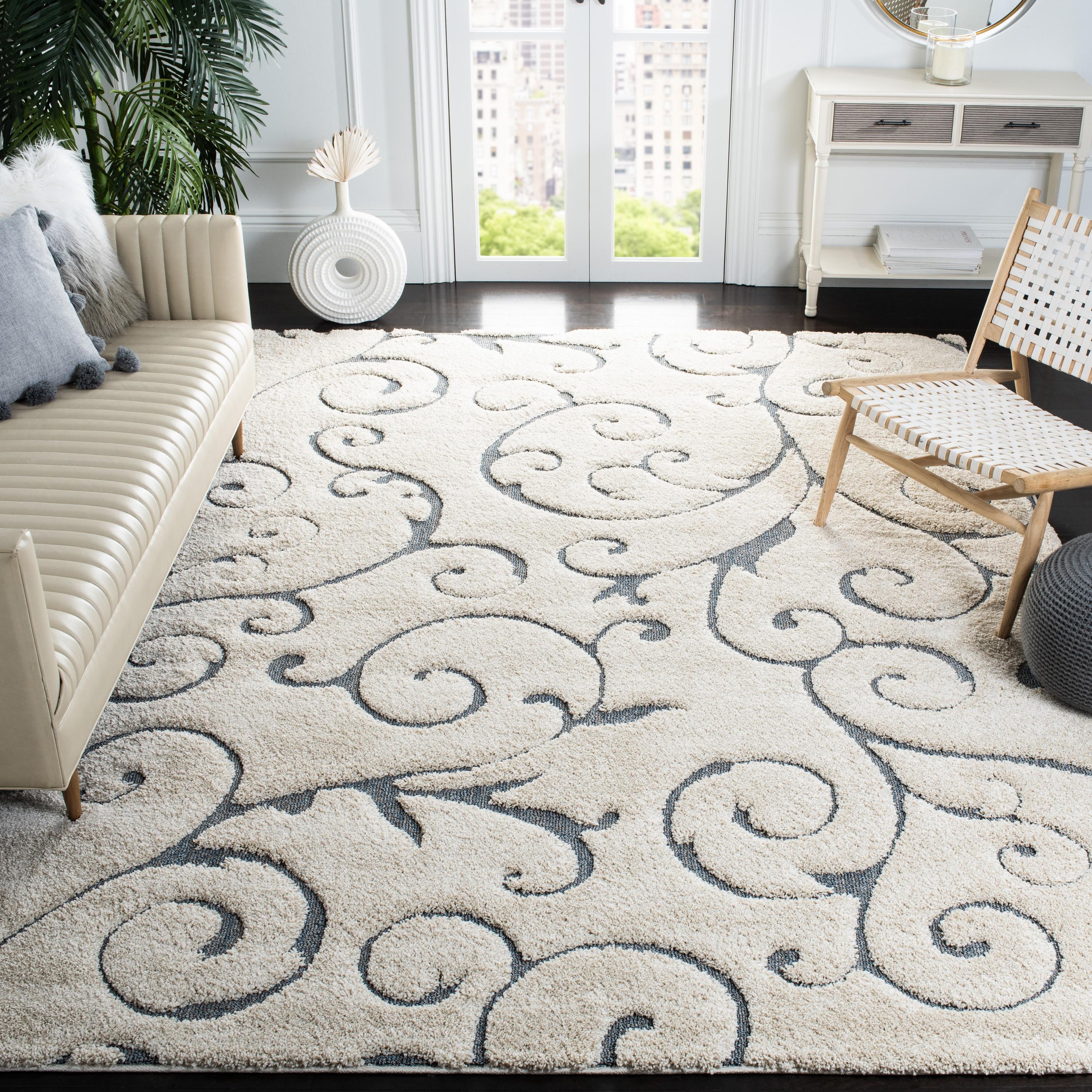 Florida Shag SG455 Power Loomed Area Rug - Beige/Blue Grey - 8'x10' - Safavieh.