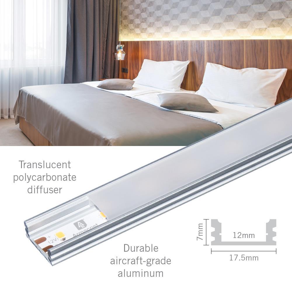 LED Tape Light Mounting Channel, Surface Mount, Silver