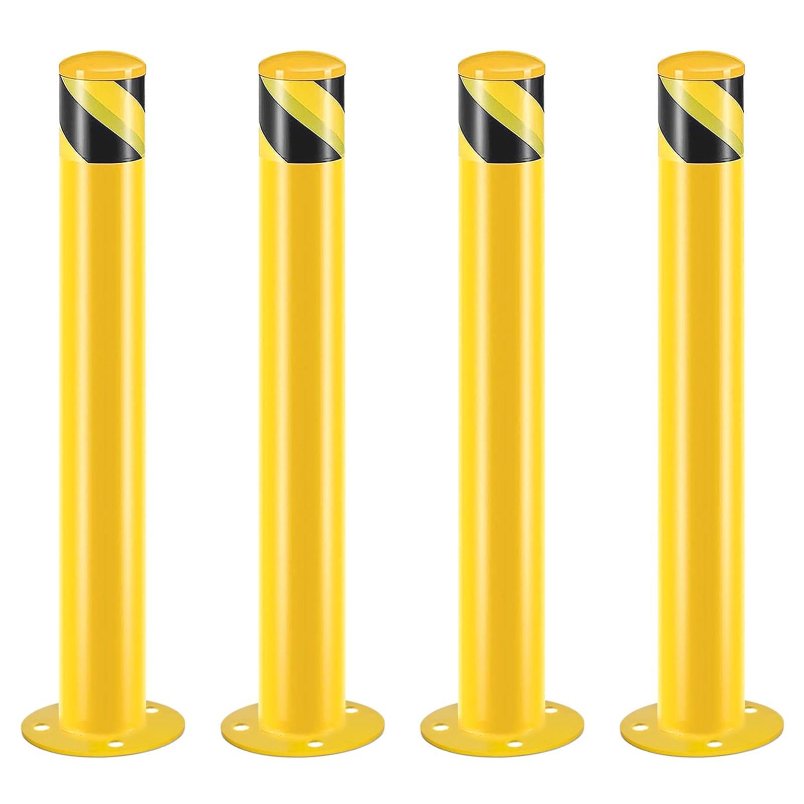 Safety Bollard Post, Steel Bollards,Parking Bollard, Yellow Powder Coated Safety Parking Barrier Post, for Traffic Sensitive Areas (2, 36"H*4.5"D)