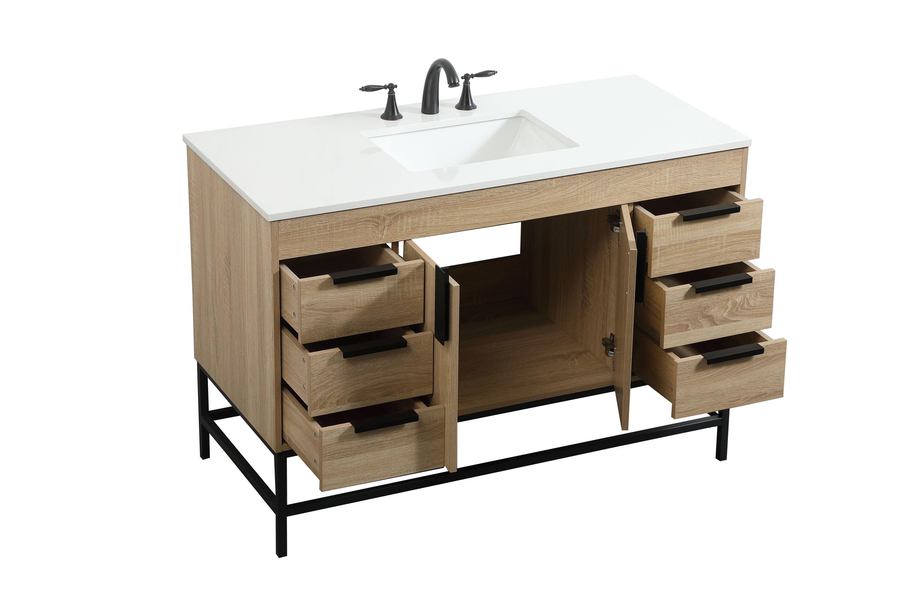 Corley 48'' Single Bathroom Vanity with Engineered Marble Top