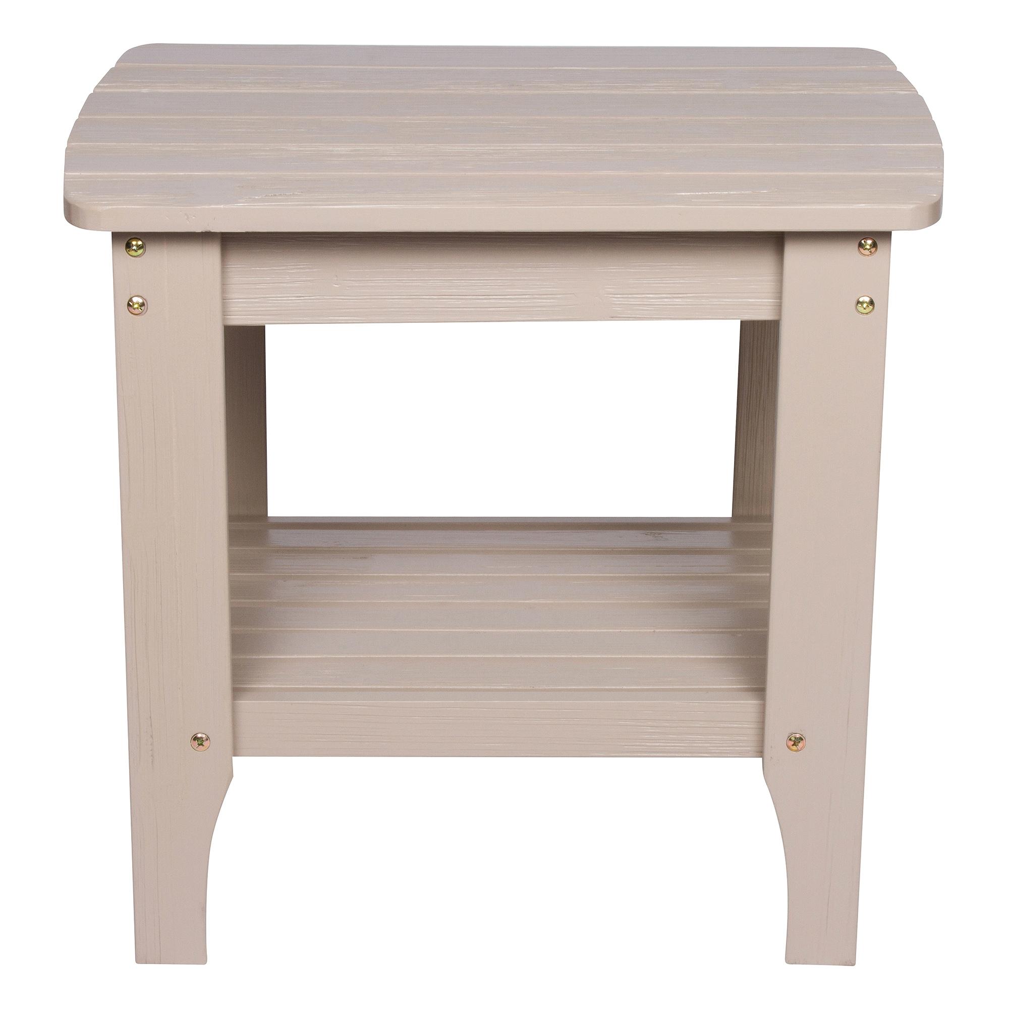 Shine Company Rectangular Traditional Wood Indoor/Outdoor Side Table in Gray