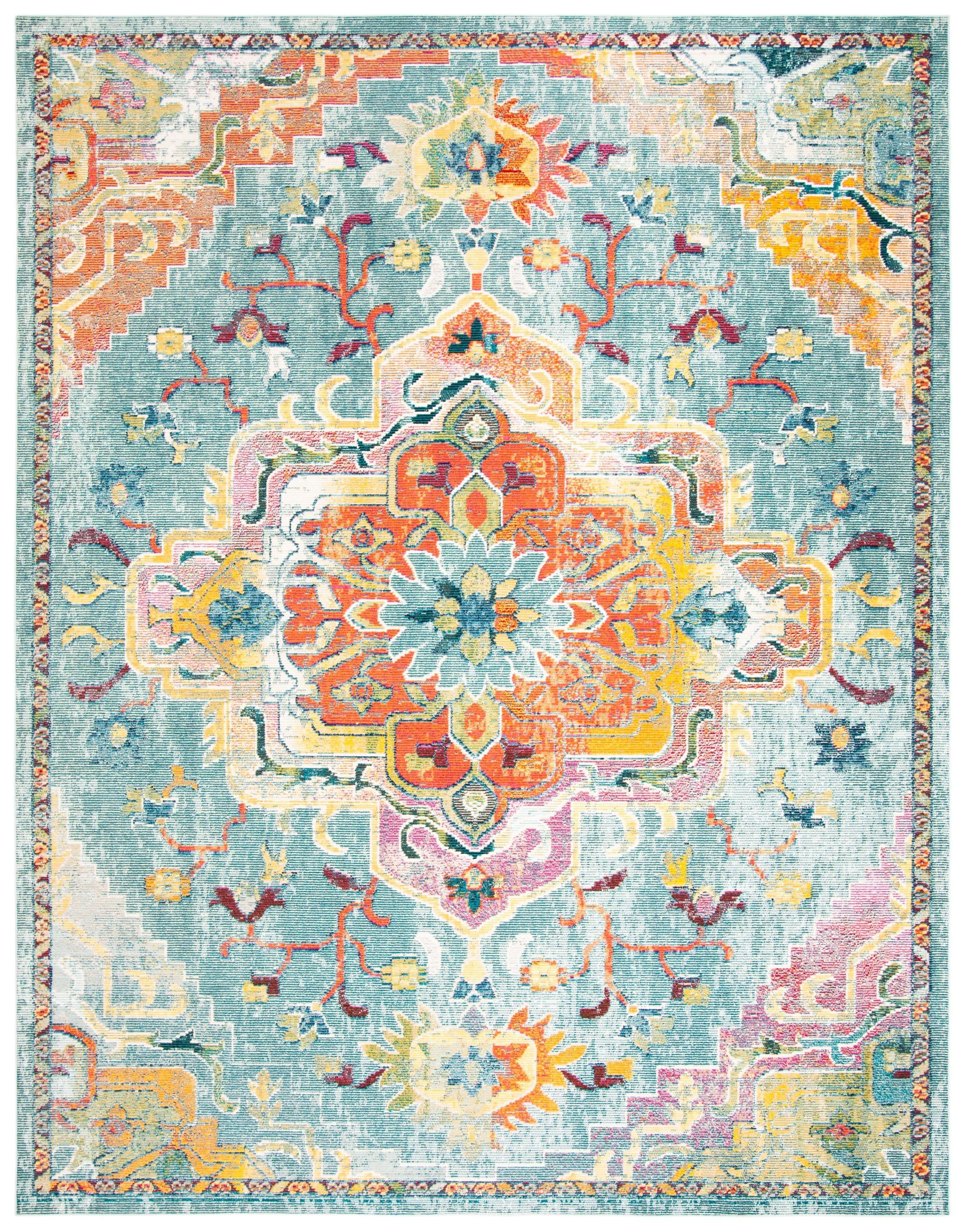 Crystal CRS501 Loomed Indoor Area Rug - Teal/Orange - 8'x10' - Safavieh