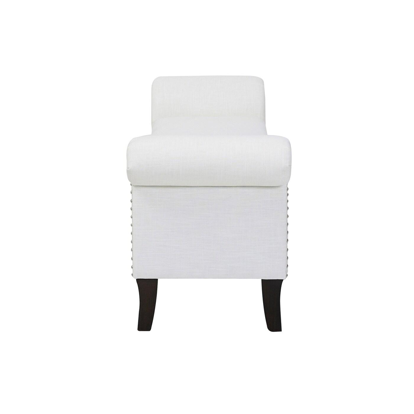 Kathy Roll Arm Entryway Accent Bench Bright White