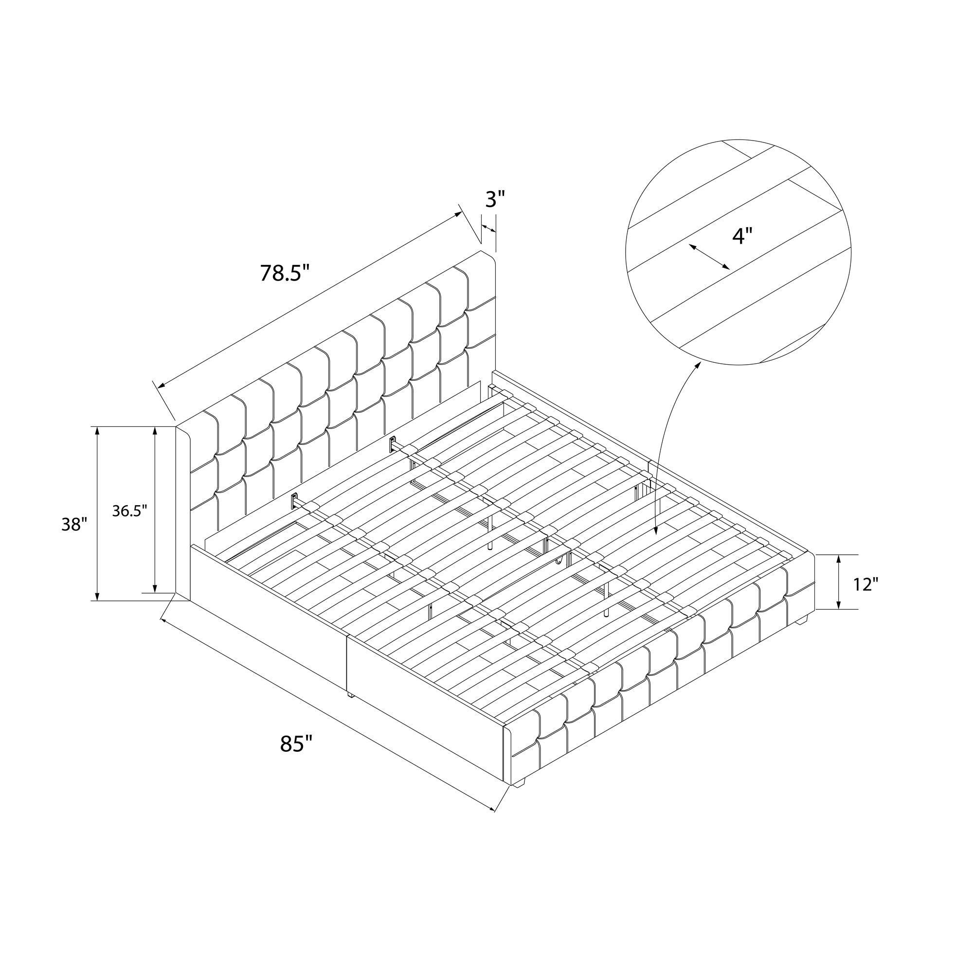 Elizabeth Tufted Upholstered Low Profile Storage Platform Bed