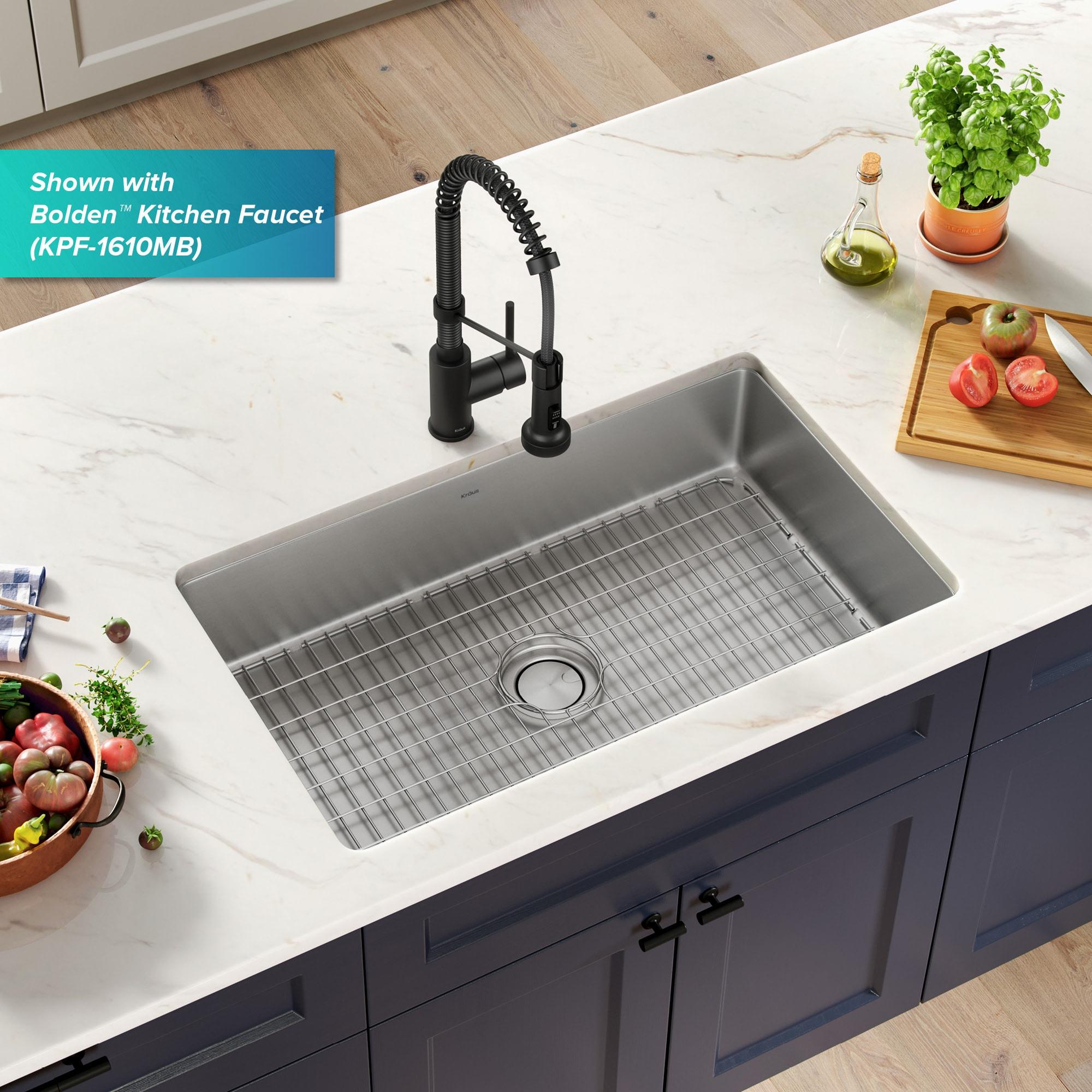 Dex™️ Series KRAUS 32" L Undermount 16 Gauge Stainless Steel Single Bowl Kitchen Sink