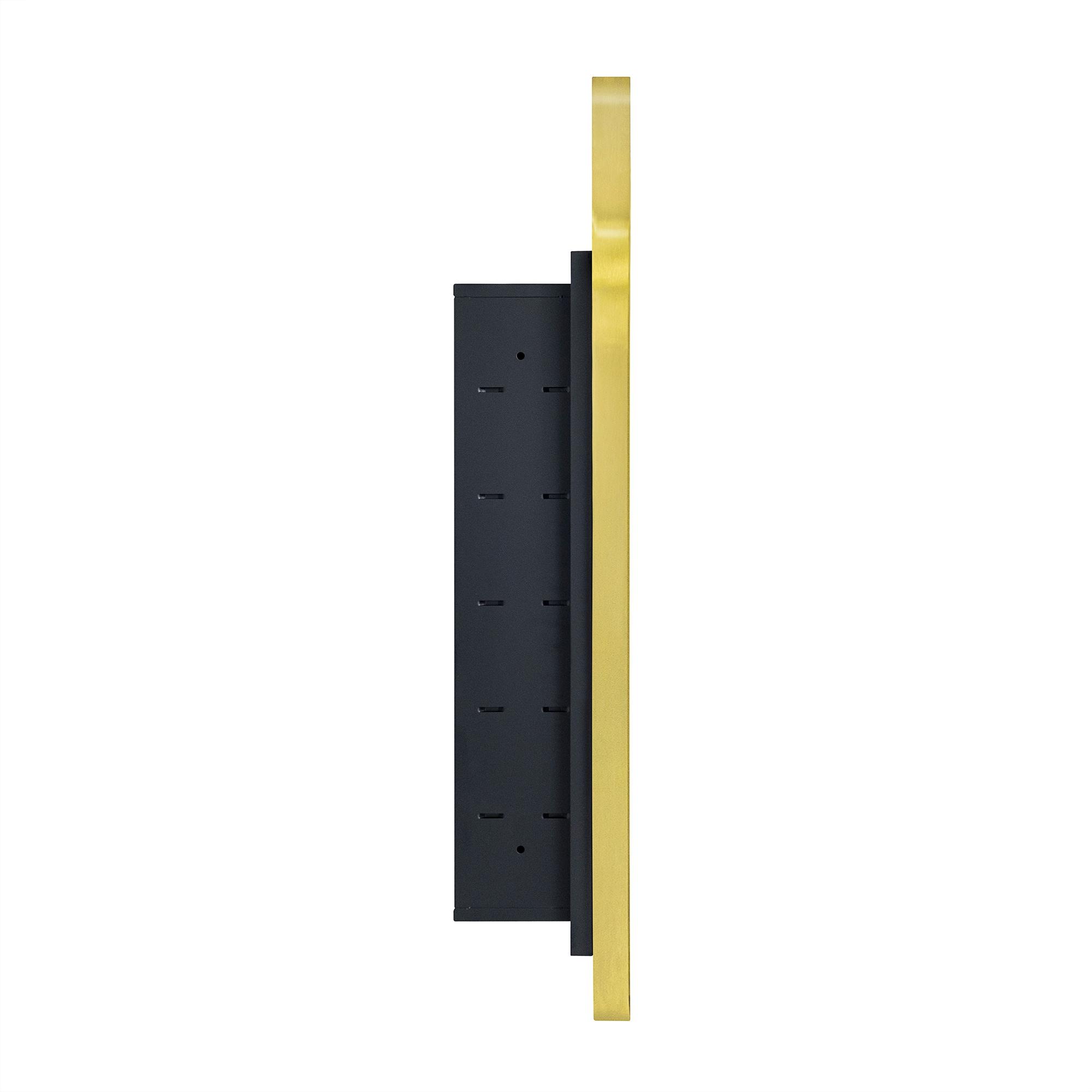 TEHOME 16 in. W x 28.3 in. H Arched Metal Framed Recessed Medicine Cabinet with Mirror for bathroom in Gold