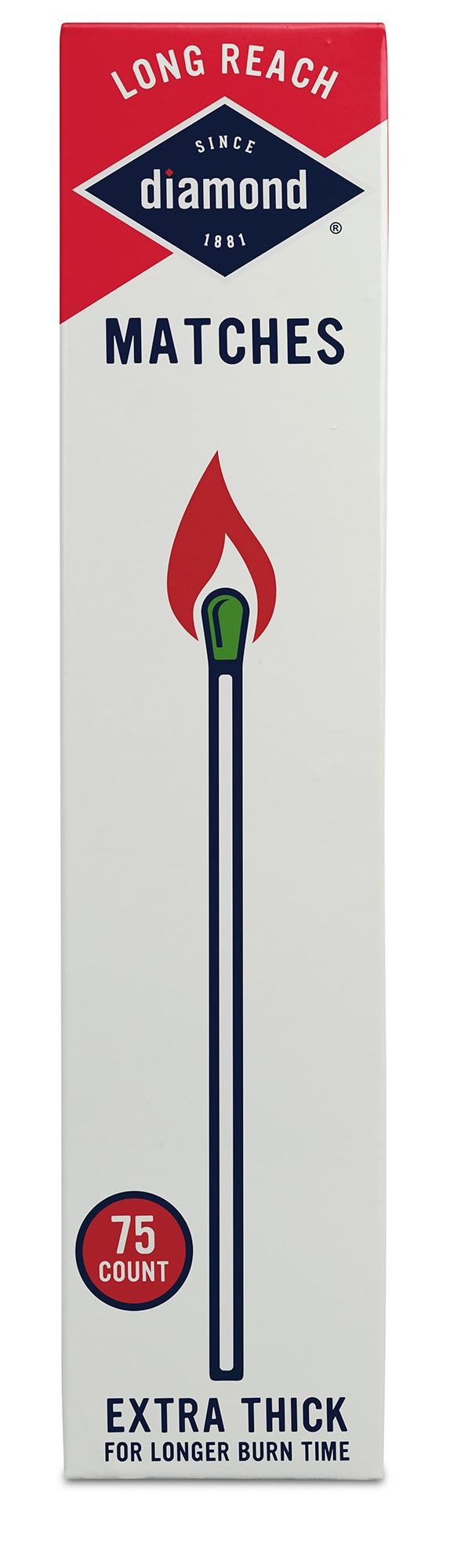 Diamond Greenlight Long Reach Matches, Large Strike on Box Style, 75 Count Ignitions 9.5" Long