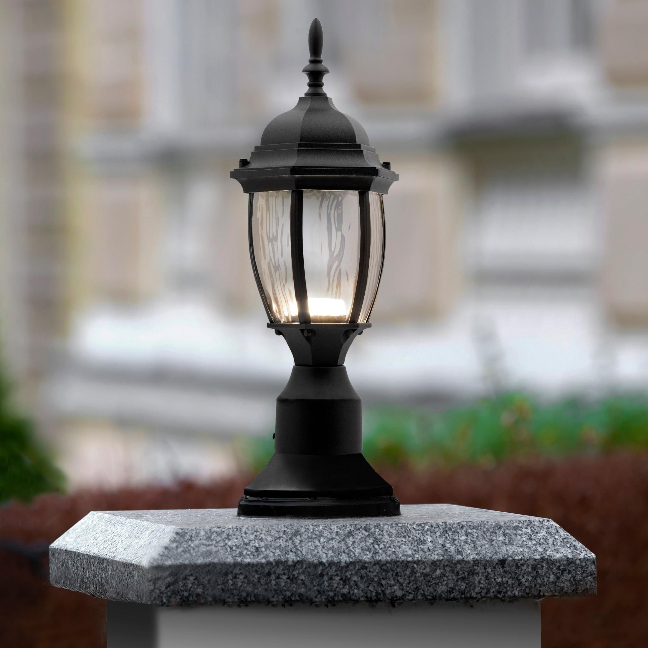 Maxxima LED Outdoor Post Light Pole Lantern with Water Glass, 900 Lumens, 3000K Warm White
