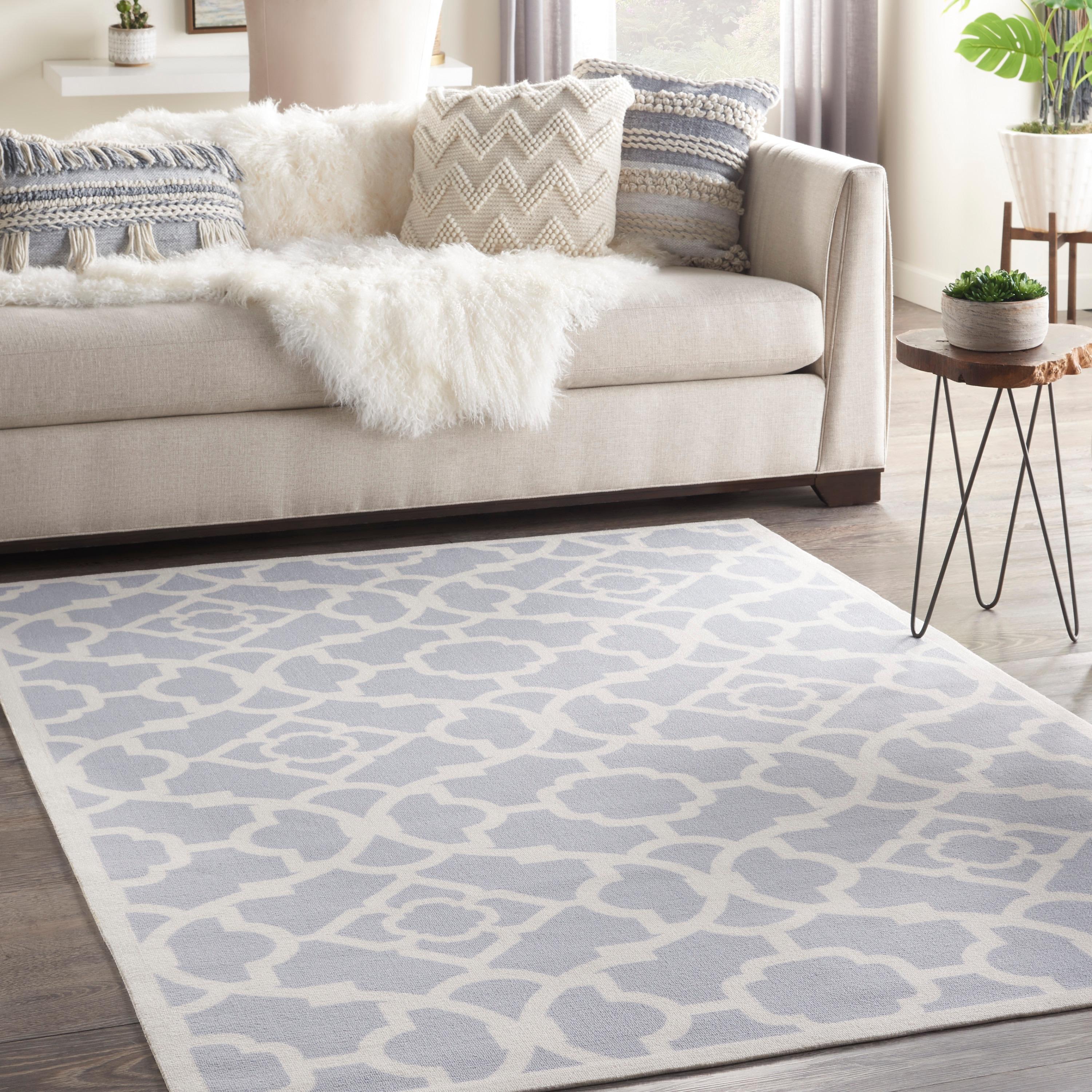 Gray Rectangular 5' x 7' Easy Care Synthetic Area Rug