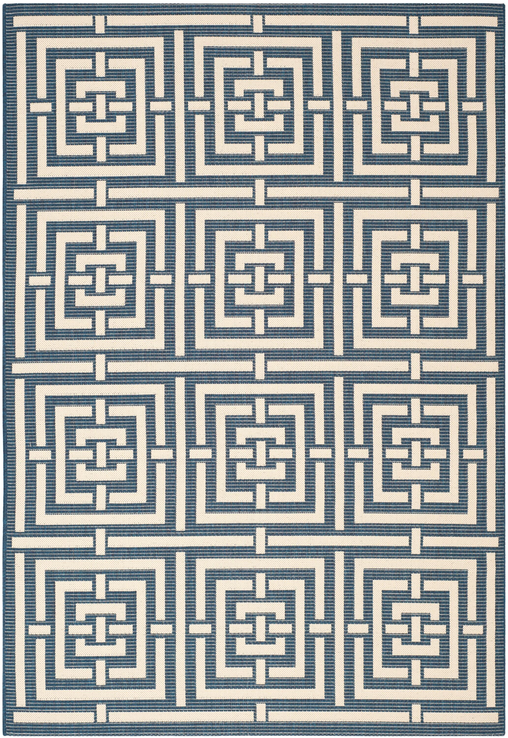 Courtyard CY6937 Power Loomed Indoor and Outdoor Area Rug - Navy/Beige - 5'3"x7'7" - Safavieh