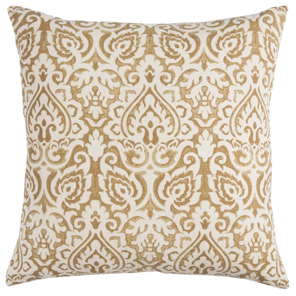 22"x22" Oversize Dulane Damask Poly Filled Square Throw Pillow Yellow - Rizzy Home: Cotton Canvas, Indoor Decor, Hidden Zipper