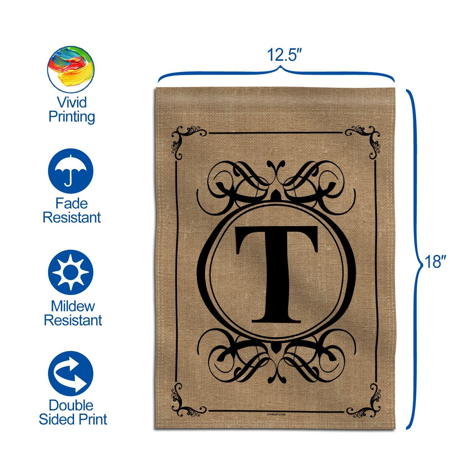 Arlmont & Co. Octaviana Classic Monogram Letter Garden Flag, Double Sided Family Last Name Initial Yard Flags - Personalized Welcome Home Decor - 18 x 12.5 Inch