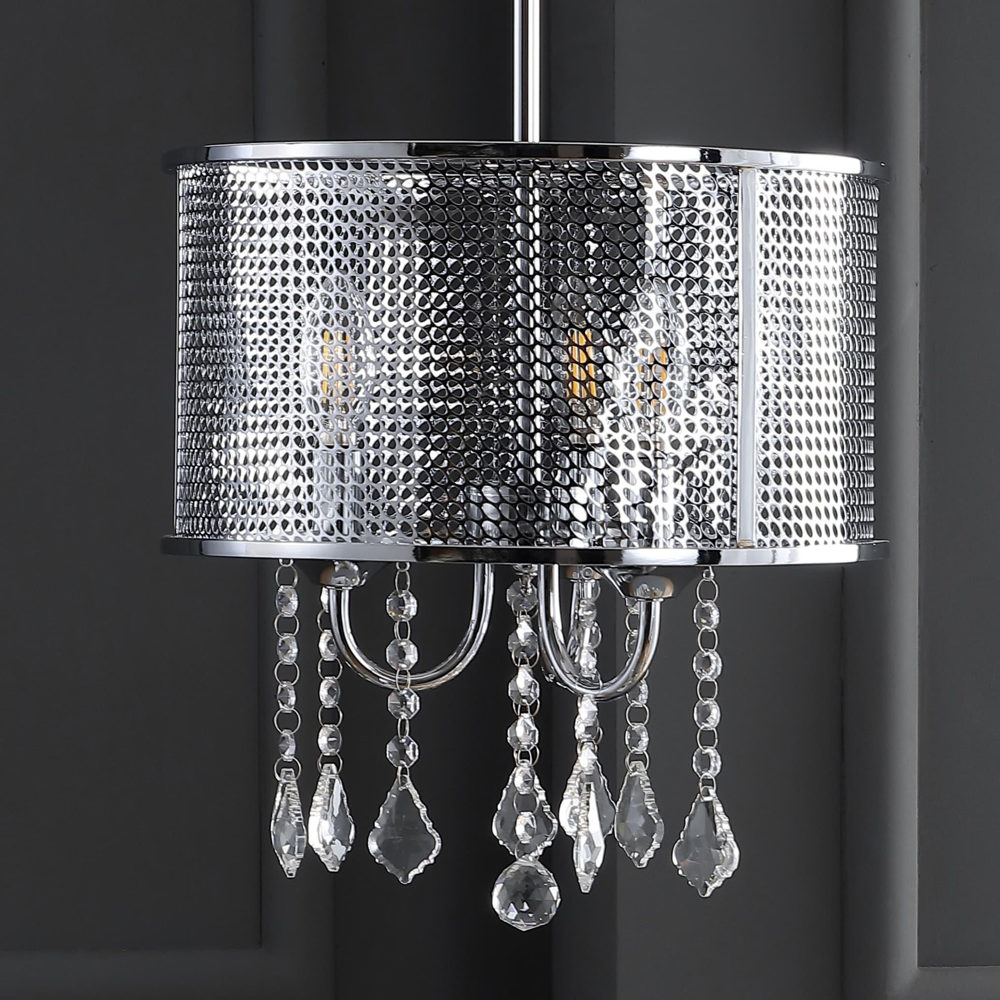 Avah 13" Chrome Polished Crystal Globe LED Pendant