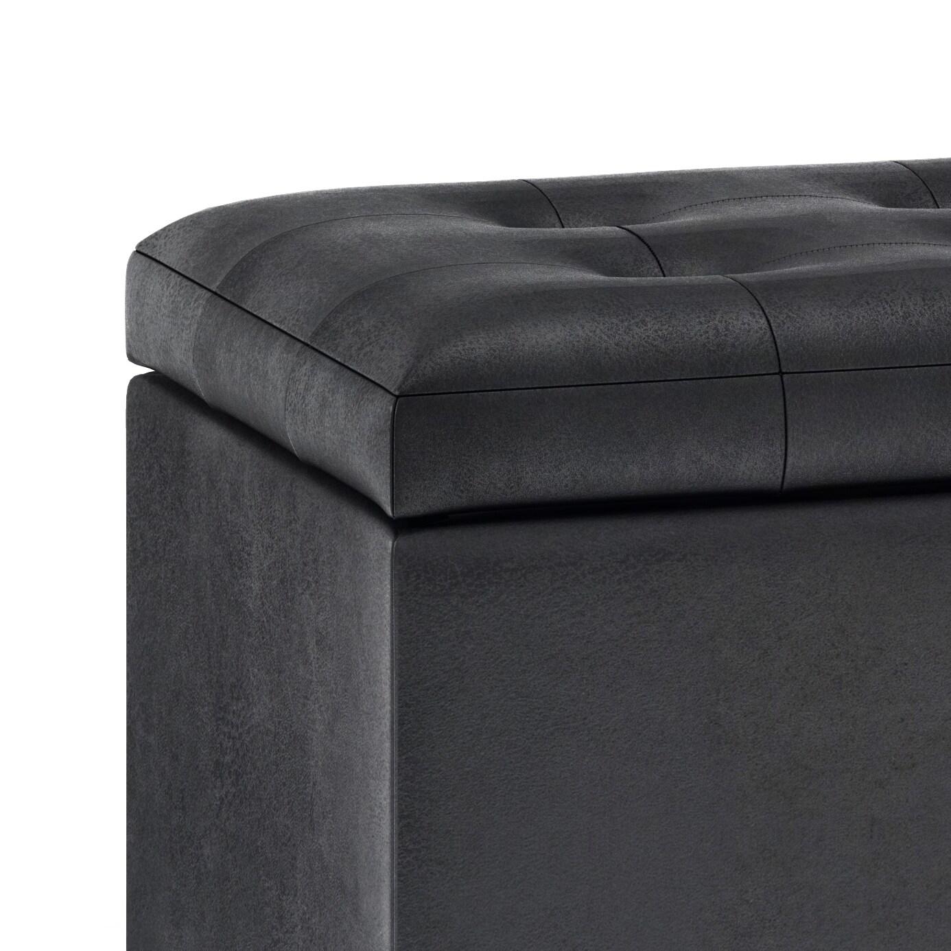 Simpli Home Cosmopolitan Faux Leather Ottoman