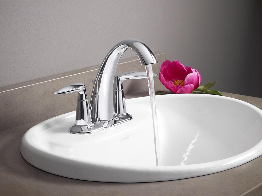 Kohler Alteo® Centerset 4" Bathroom Faucet with Pop-Up Drain Assembly, 2-Handle Bathroom Sink Faucet, 1.2 gpm