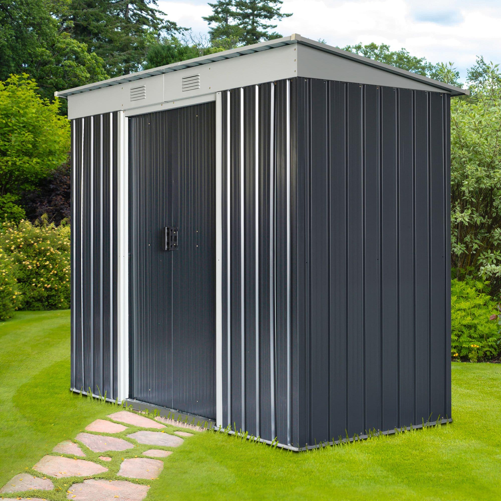 Outsunny 7' x 4' Metal Outdoor Garden Storage Shed w/ Vents, Gray