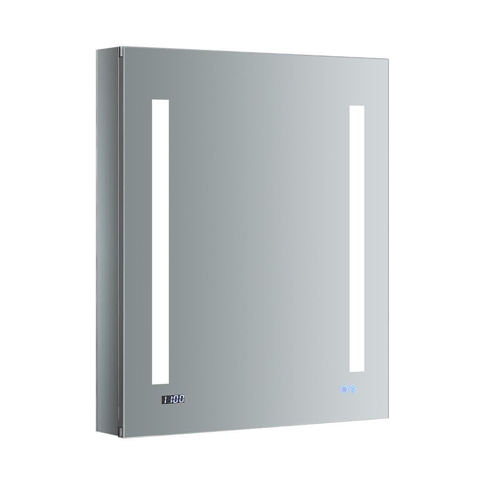 Elegance 24x30 Frameless Mirrored LED Medicine Cabinet with Clock