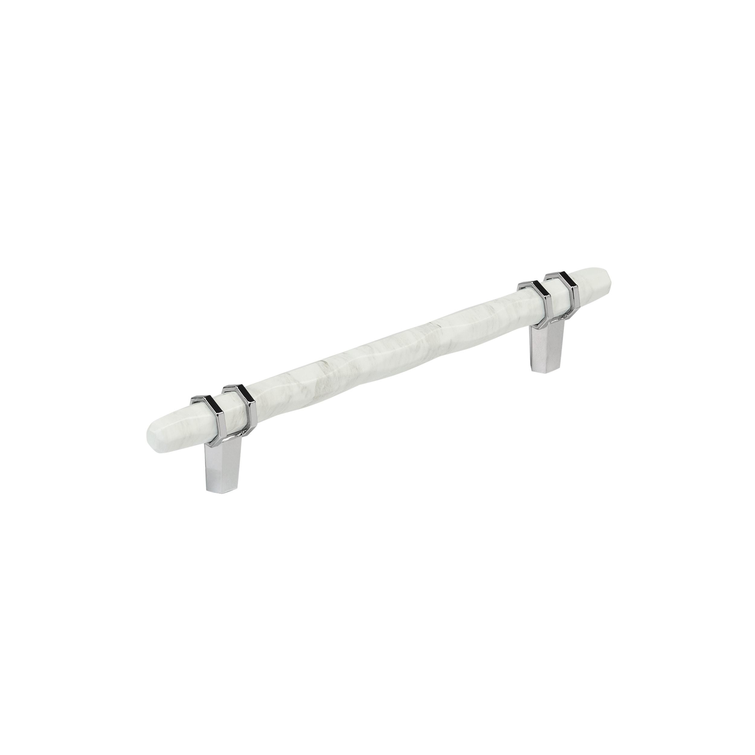 6-5/16 inch Marble White Polished Chrome Bar Pull