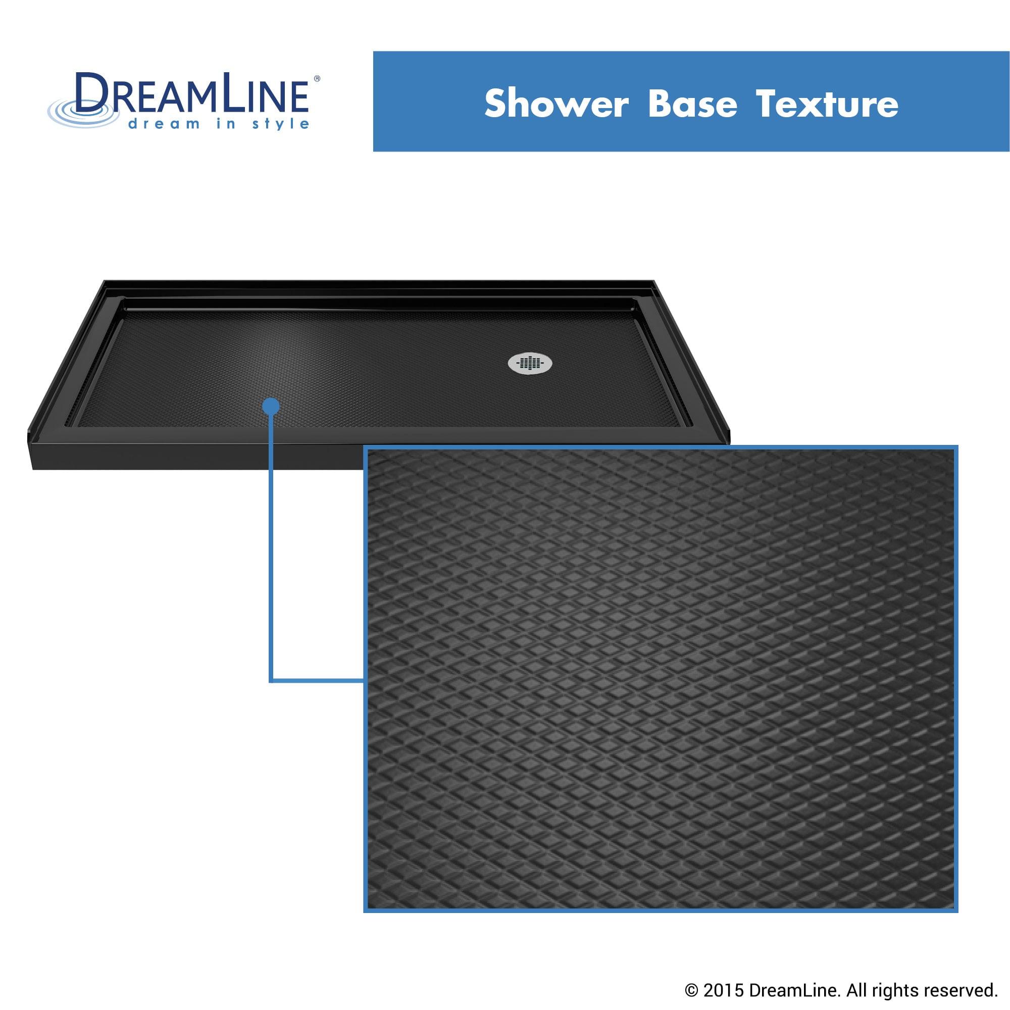 DreamLine Duet 32 in. D x 60 in. W x 74 3/4 in. H Semi-Frameless Bypass Shower Door in Chrome and Right Drain Black Base