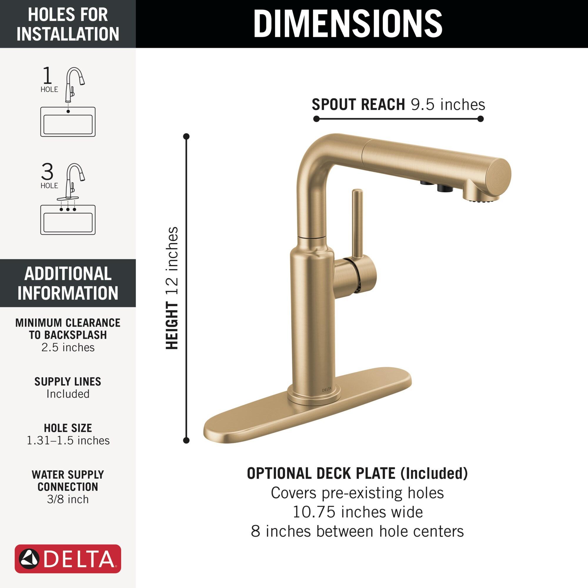 Daneri Pull-Out Sprayer Kitchen Faucet, Single Handle Kitchen Sink Faucet